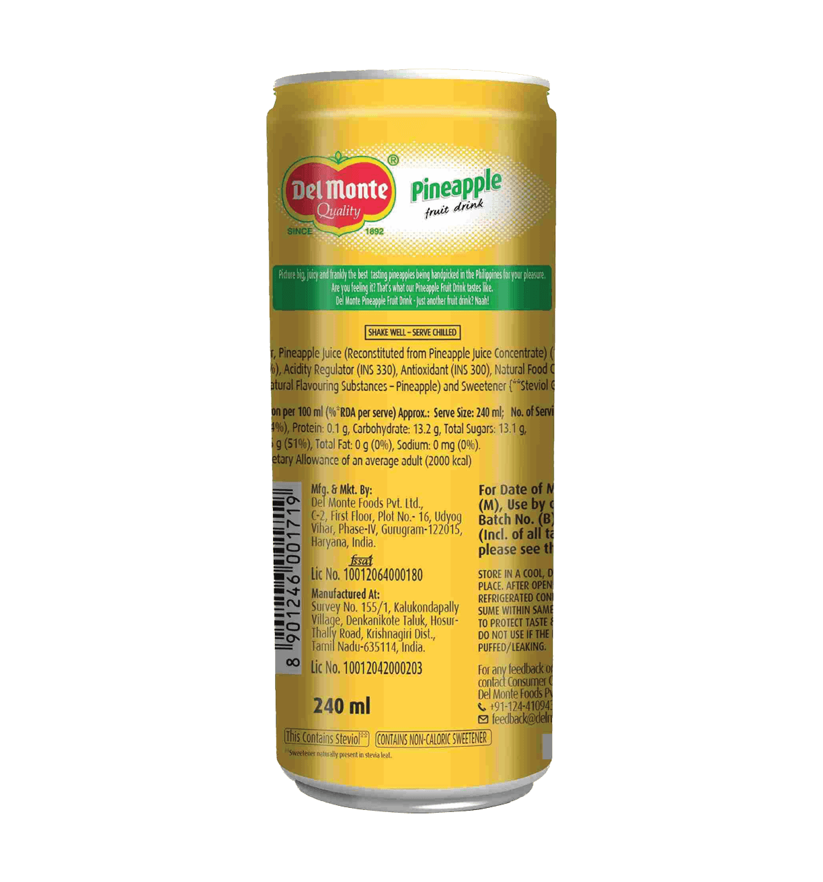 Buy Del Monte Pineapple Fruit Drink (Can) Online (240 ml x 6) At
