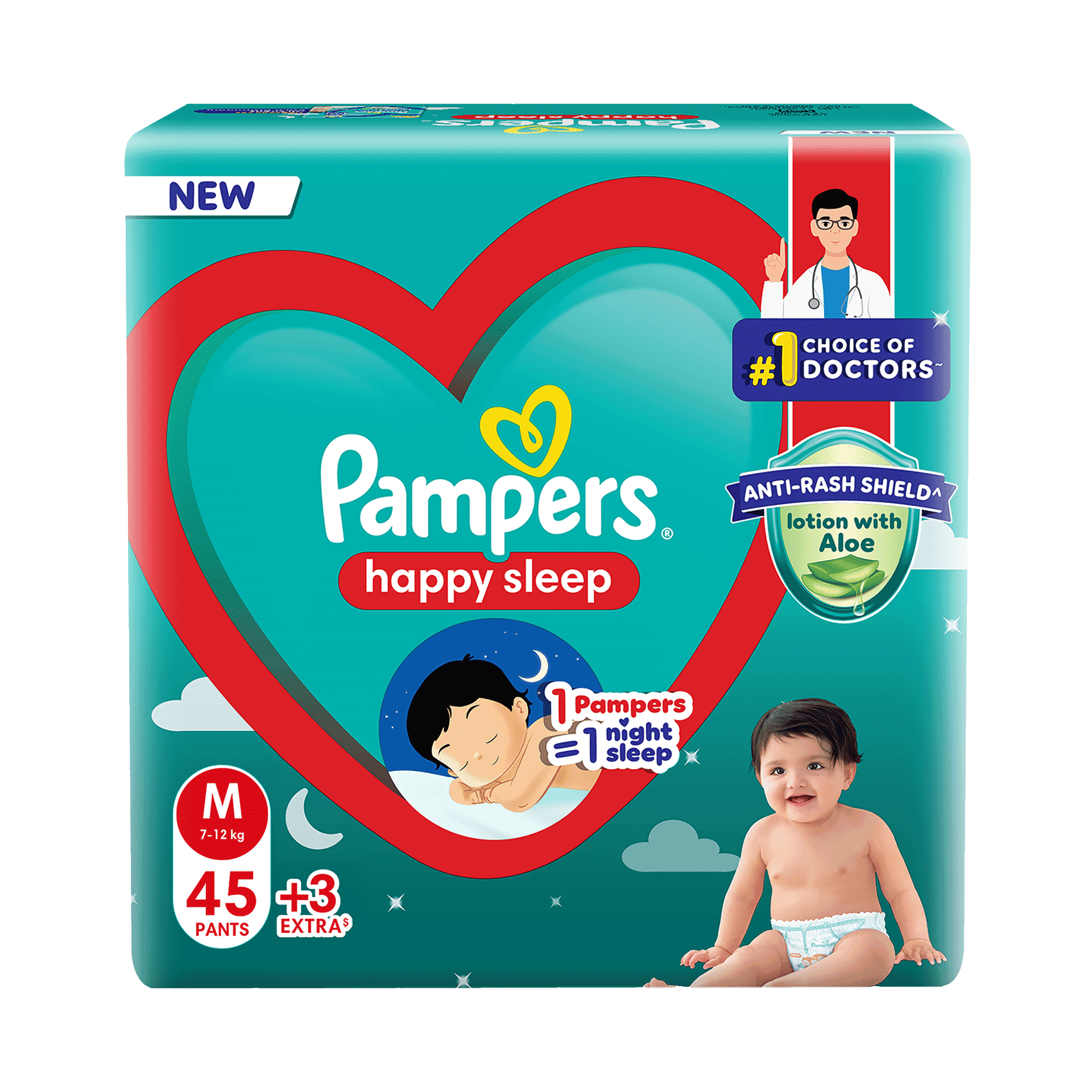 Buy Pampers Happy Sleep Pant Style Baby Diapers, Medium (M), 48