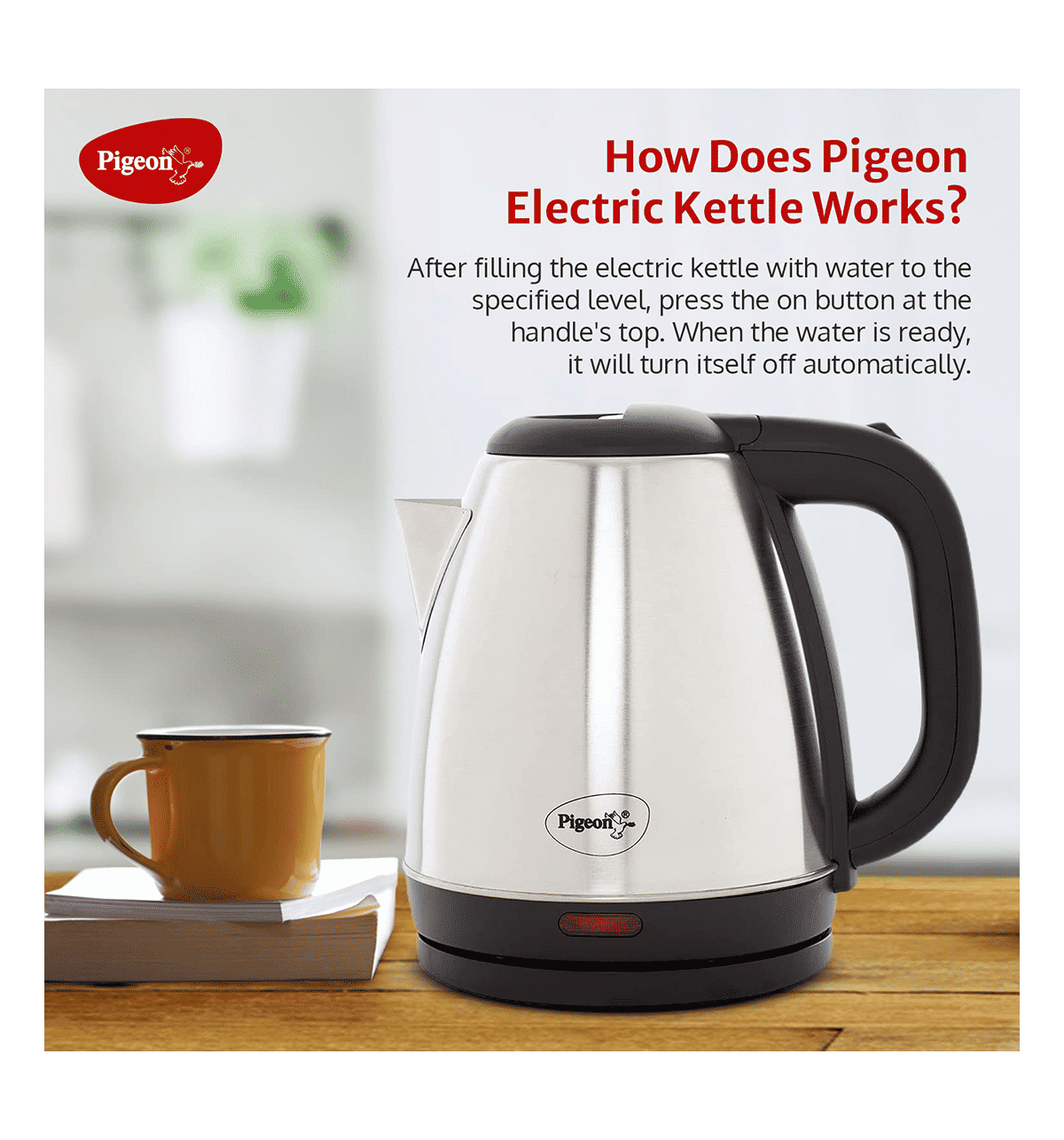 Pigeon By Stovekraft Pigeon Amaze Plus Electric Kettle 1.5L 1300W - Image 3