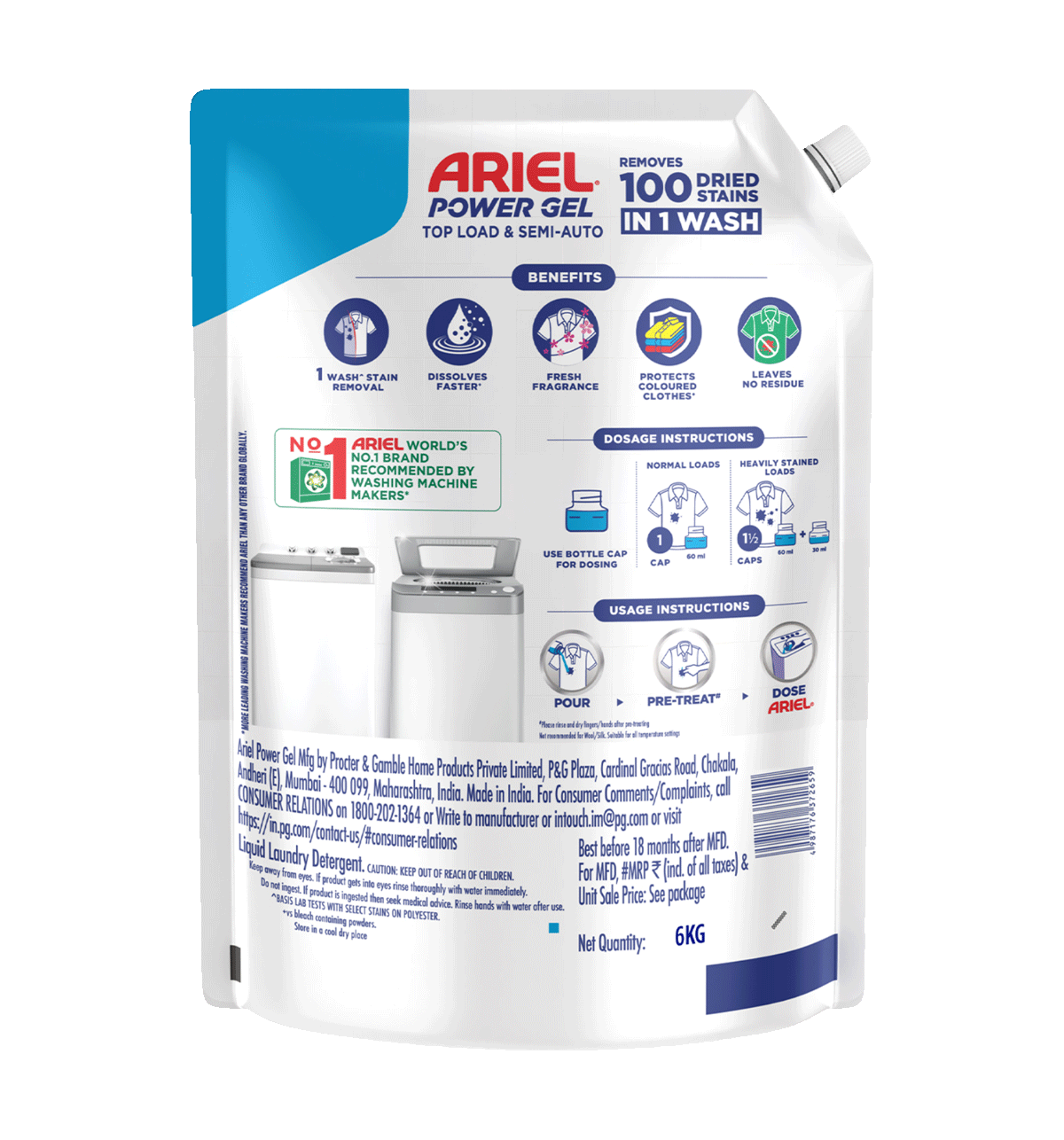 Ariel Power Gel Liquid Detergent Top Load - Image 2