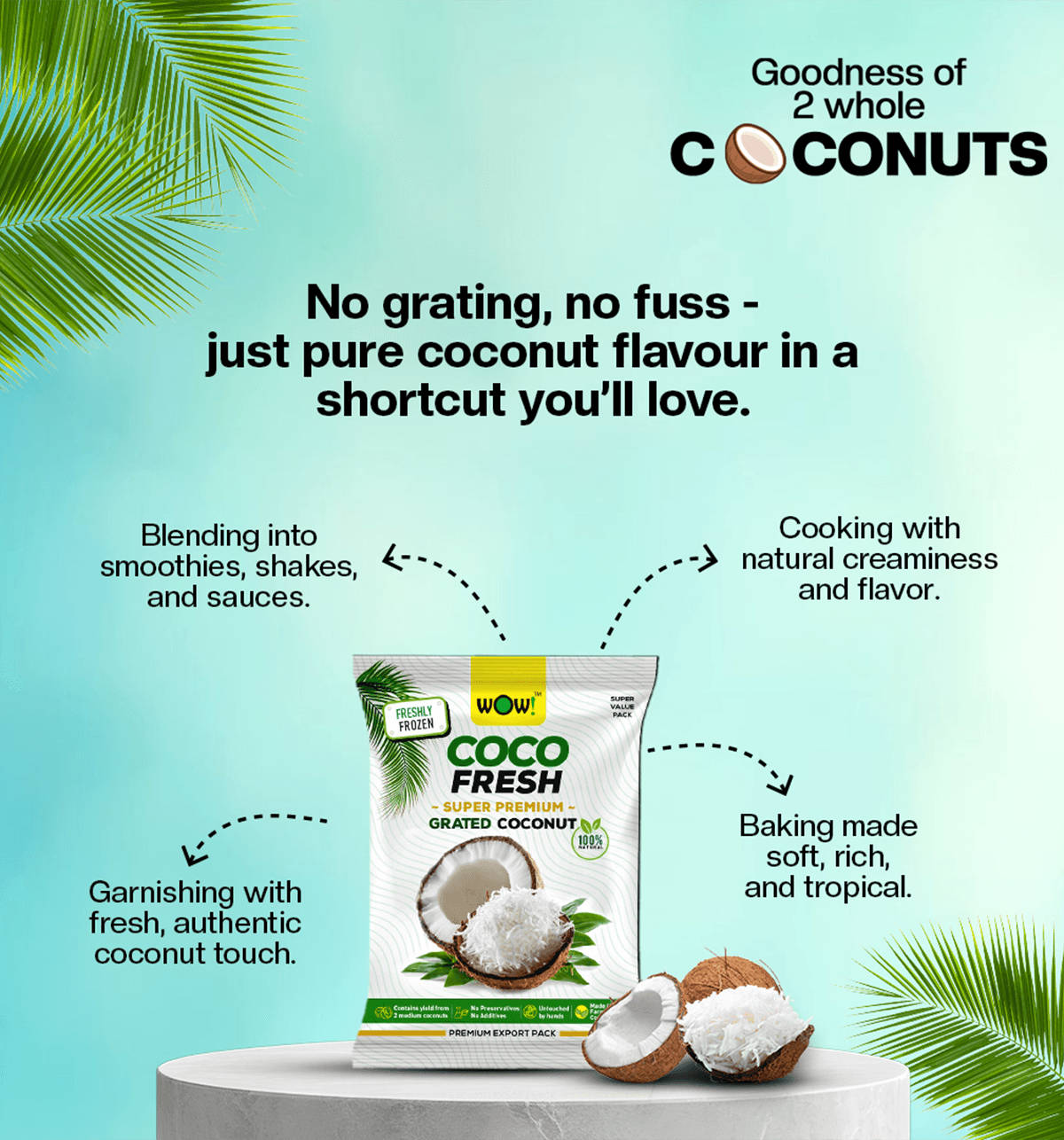 Buy Wow! Coco Fresh Premium Grated Coconut Online (200 g) At Best