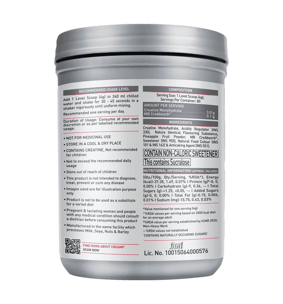 MuscleBlaze Micronised Creatine Monohydrate 80 Servings - Image 3