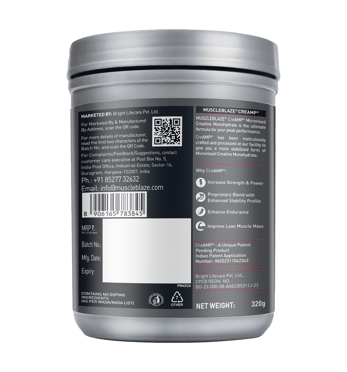 MuscleBlaze Micronised Creatine Monohydrate 80 Servings - Image 2