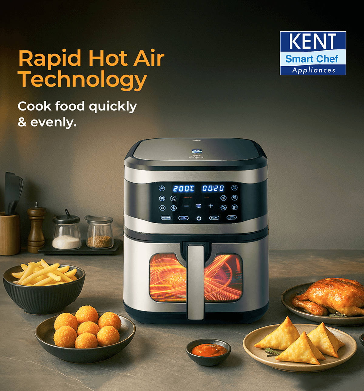 Kent Digital Air Fryer 8L 1700W - Image 4