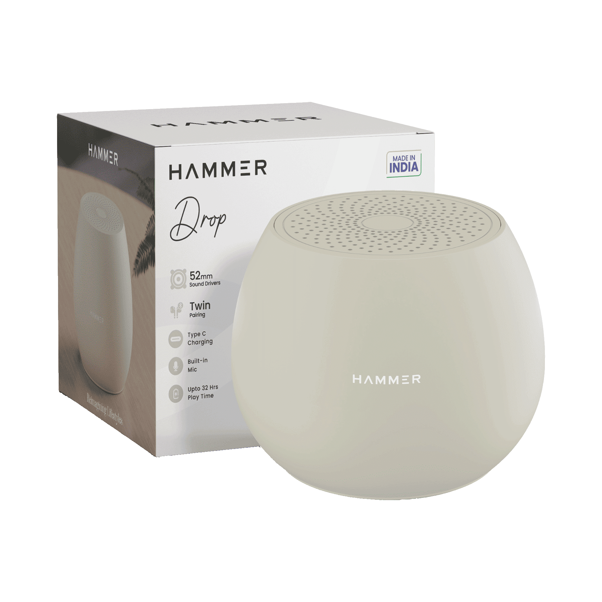 Hammer Drop 5W Bluetooth Speaker (Beige) - Image 1
