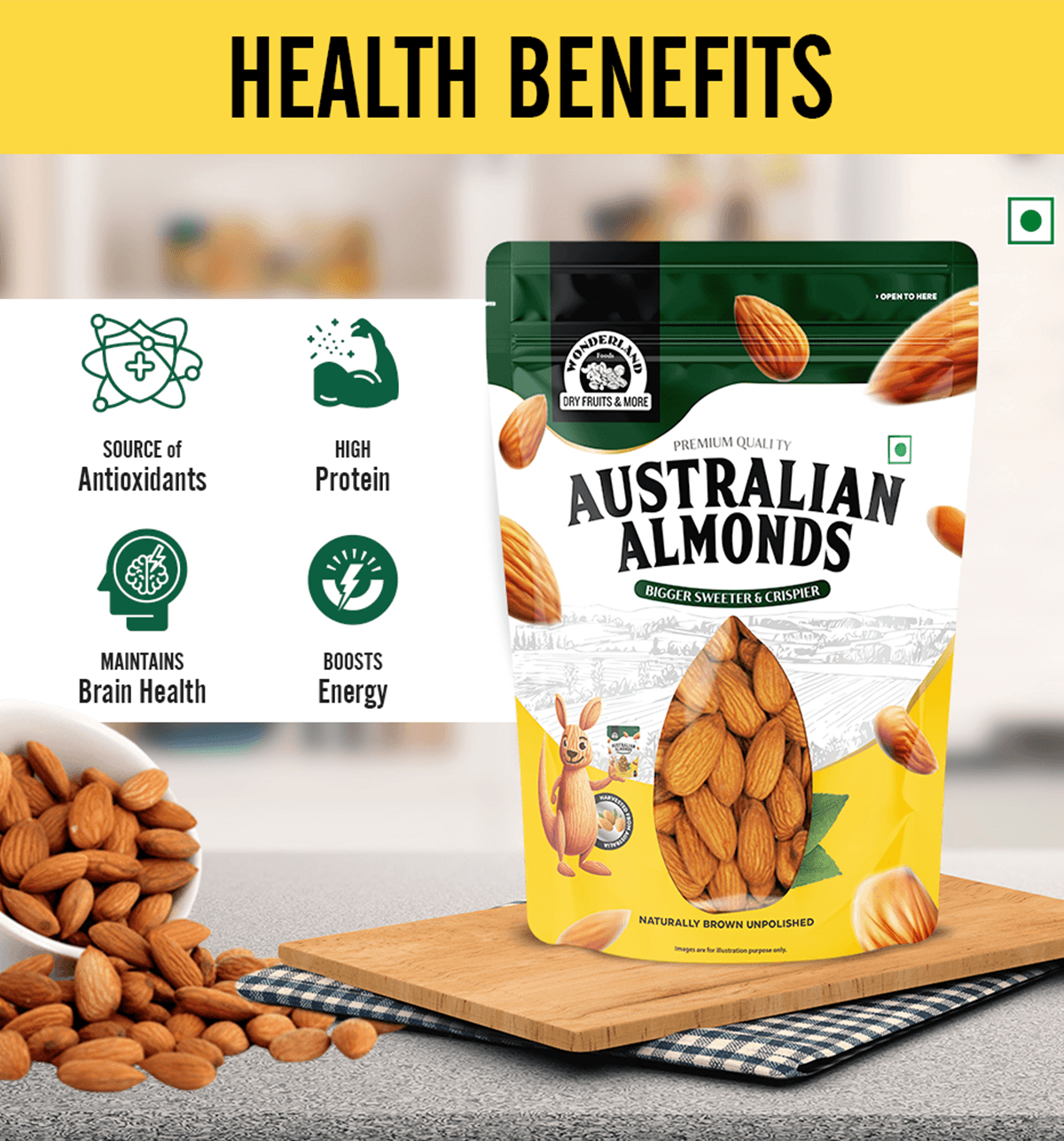 Buy Wonderland Foods Australian Almond Online (500 g) At Best Price