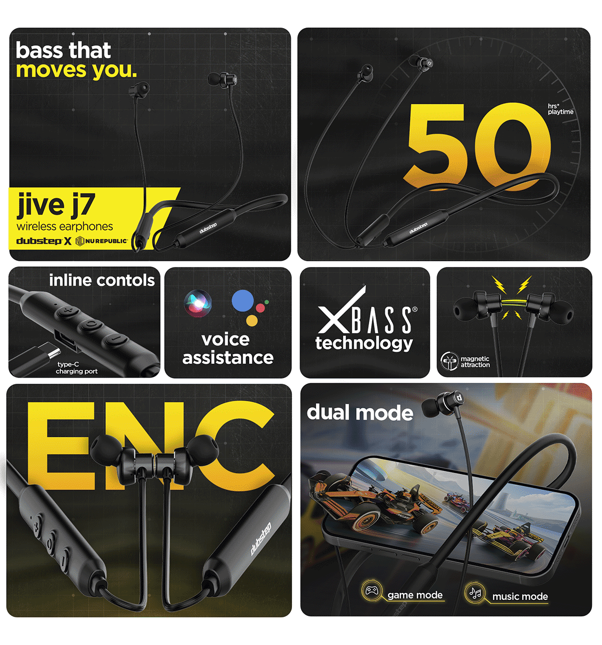Dubstep Jive J7 In-Ear Bluetooth Neckband Black - Image 3