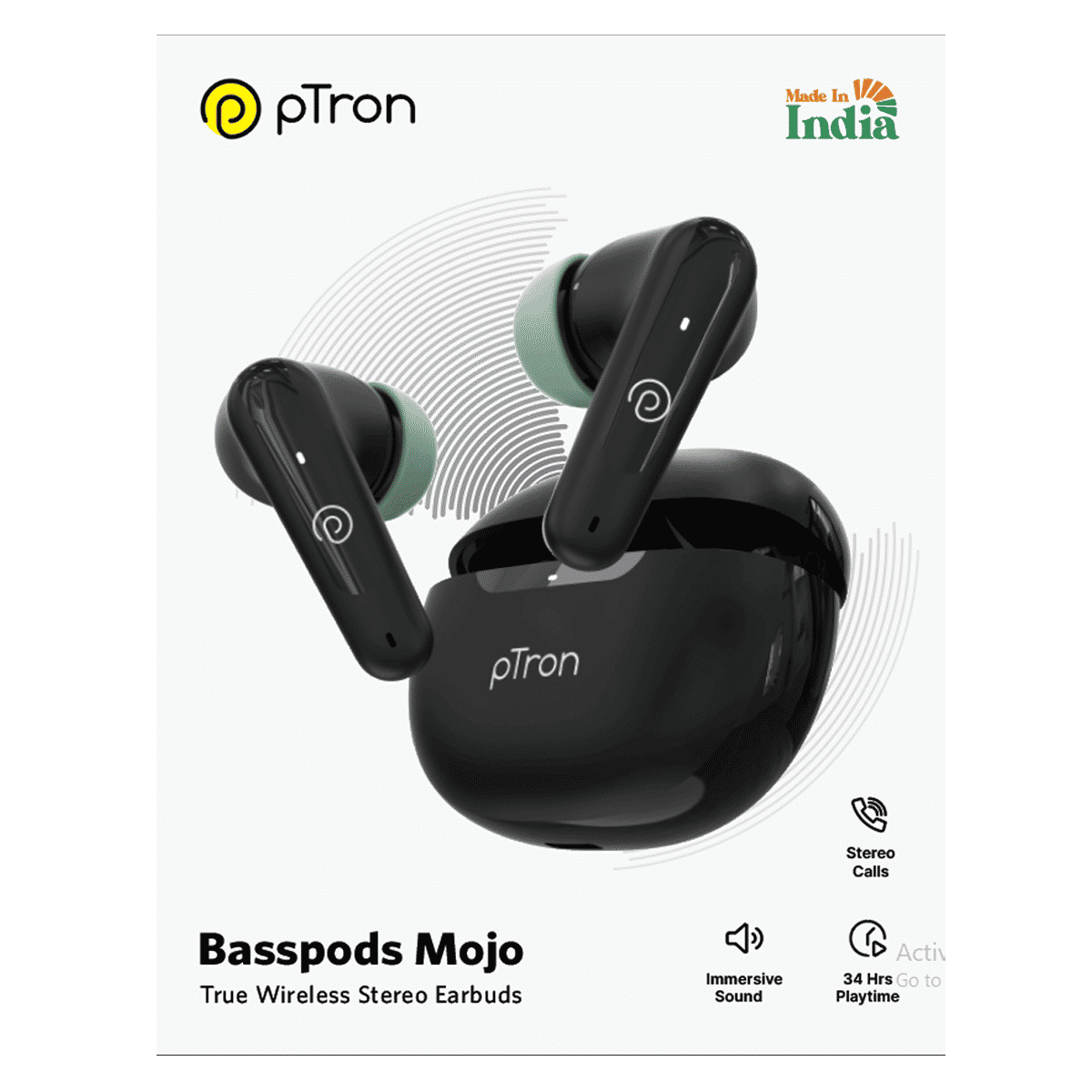 pTron Bassbuds Mojo 34Hrs Black - Image 6
