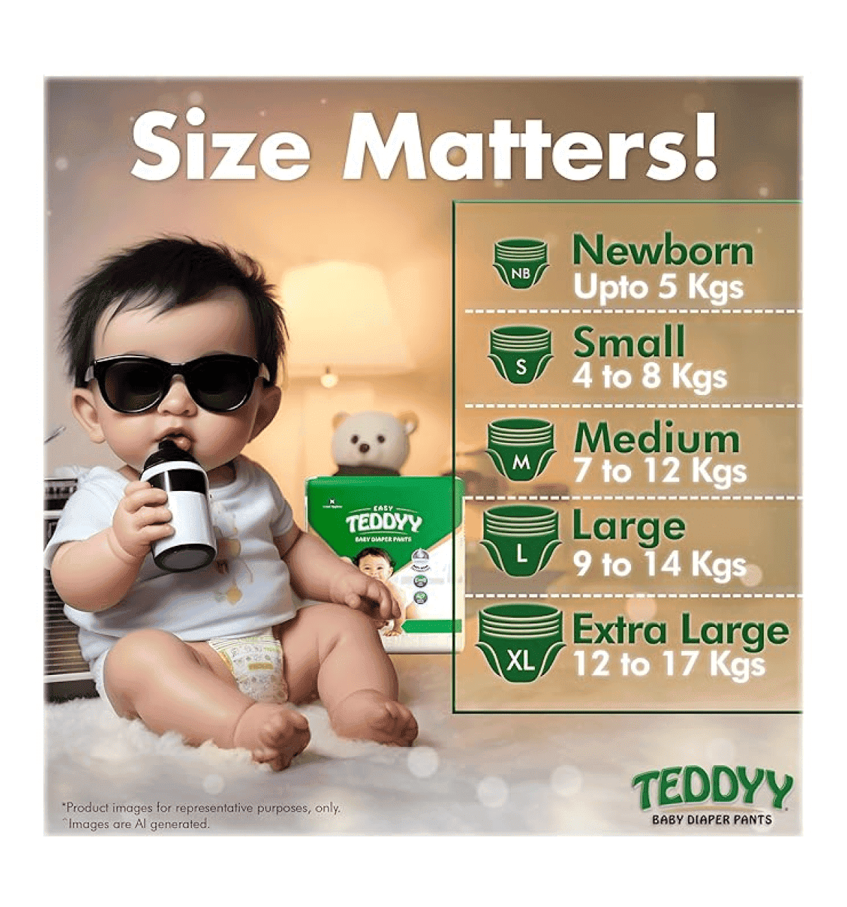 Buy TEDDYY Baby Easy Pant Diapers 74 Count (M) 7-12 kgs Online (74