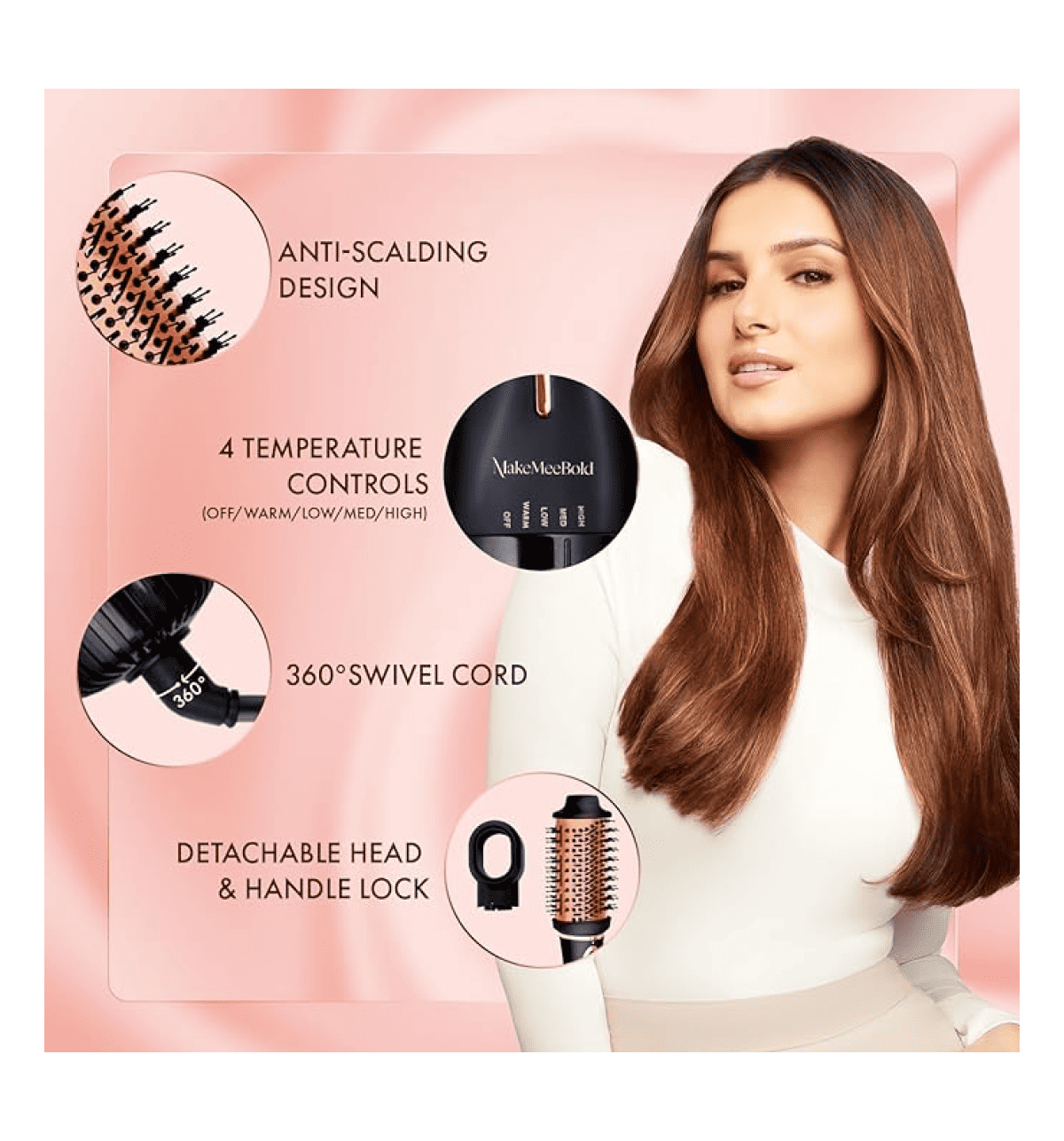 Urban Yog Makemeebold 3-In-1 Hot Air Brush 1.5-Inch Barrel Hair Dryer Hair Straightener Volumizer Blow Dryer Styling Tool 1200 Watt Multicolour - Image 3
