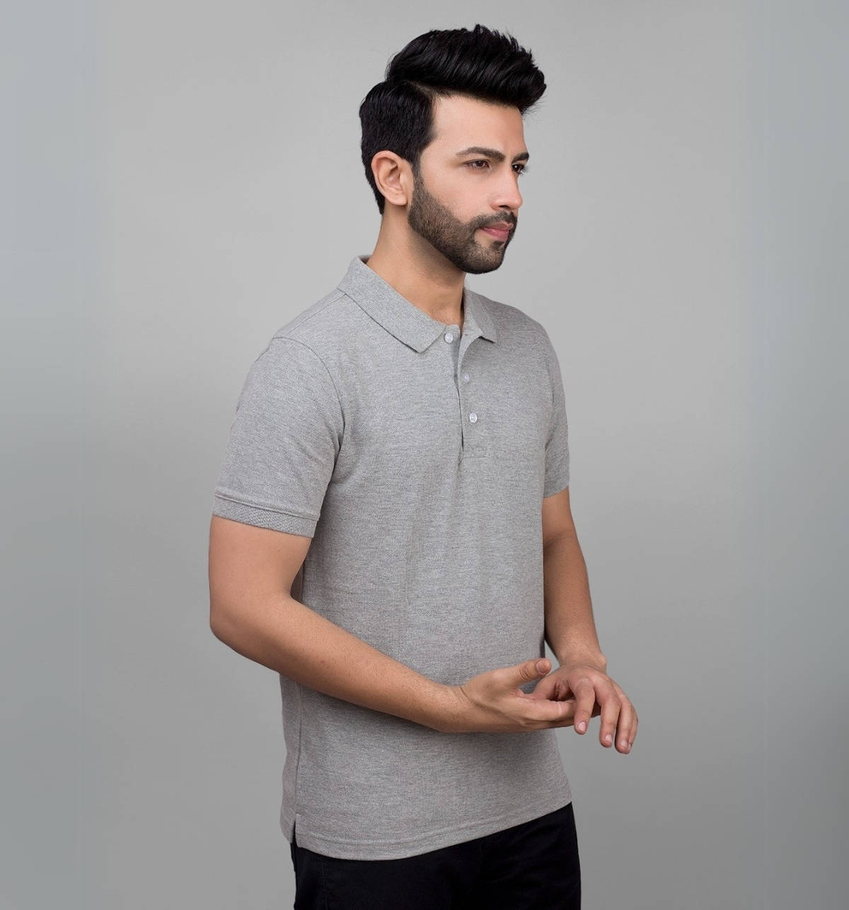 Buy EQL Men's Premium Compacted Cotton Polo Tshirt Grey Melange