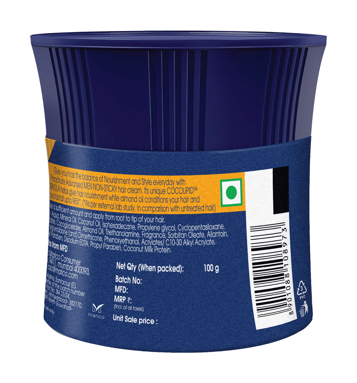 Parachute Advansed Men Hair Cream, Anti-Hairfall 100g - Image 2