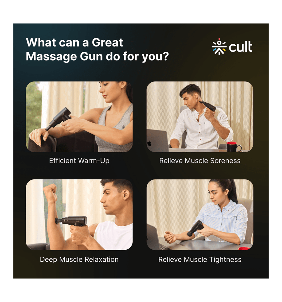 Cult Volt Full Body Gun Massager (Silicone Head, 4H Runtime, 6 Speed Modes, Black) - Image 6