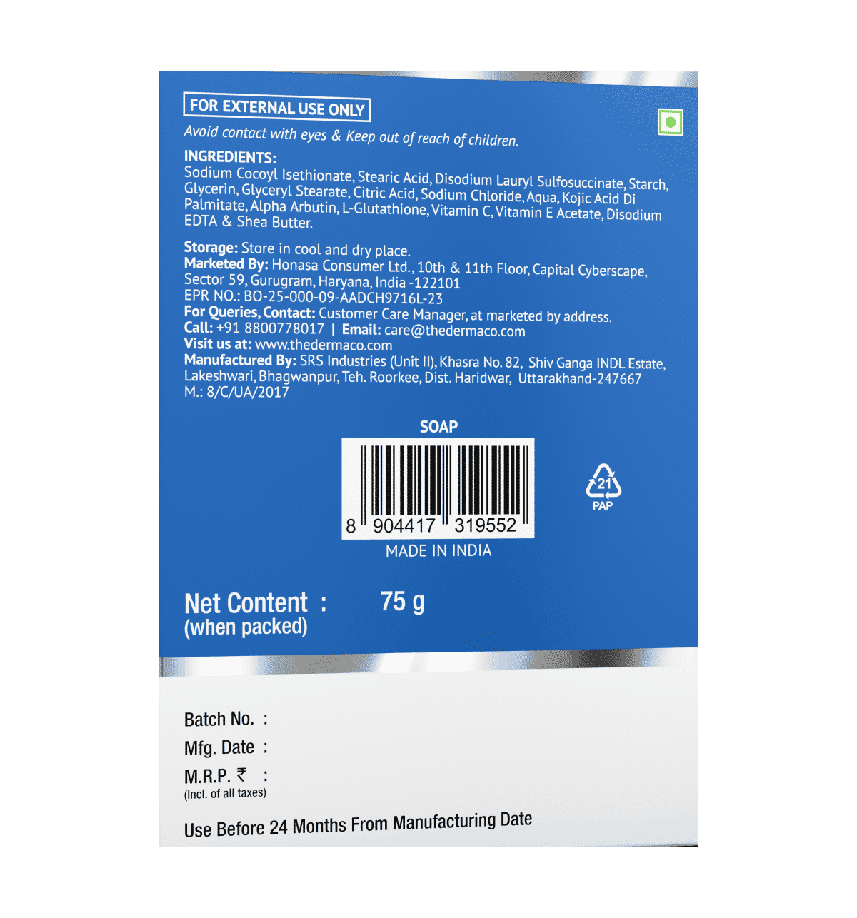 Buy The Derma Co Kojic Acid + Glutathione Daily Syndet Soap Online () At  Best Price
