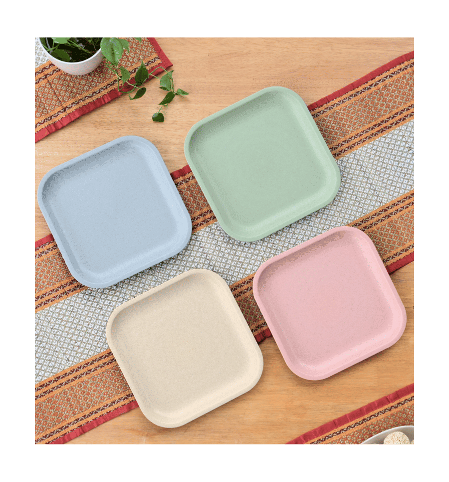 Buy Eha Earth-Friendly Snack Plate Set (8 inch, Bamboo Fiber