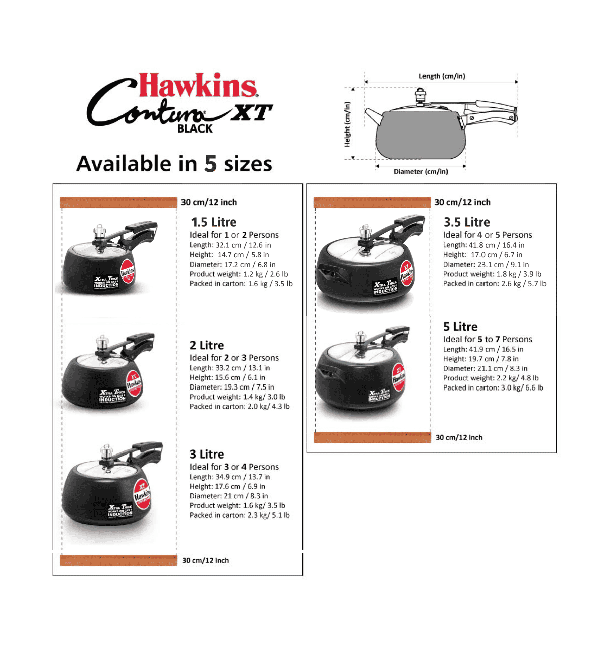 Buy Hawkins Contura Hard Anodised XT Pressure Cooker (5L