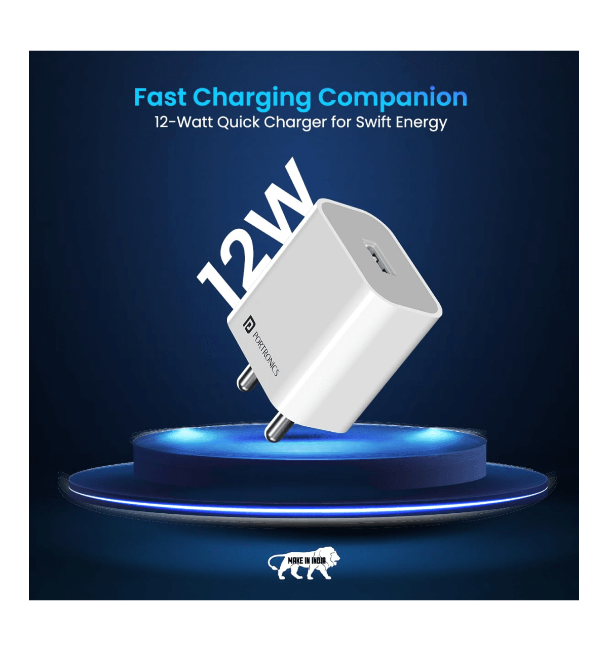 Portronics Adapto 12 12W Single Port Charger - White - Image 2