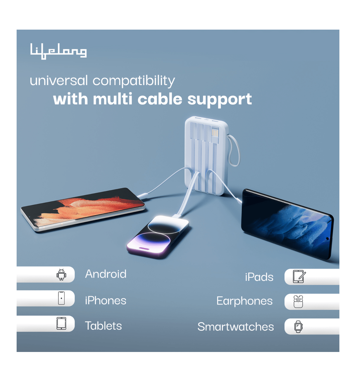 Lifelong ZenCharge 20000 mAh Blue Power Bank - Image 4
