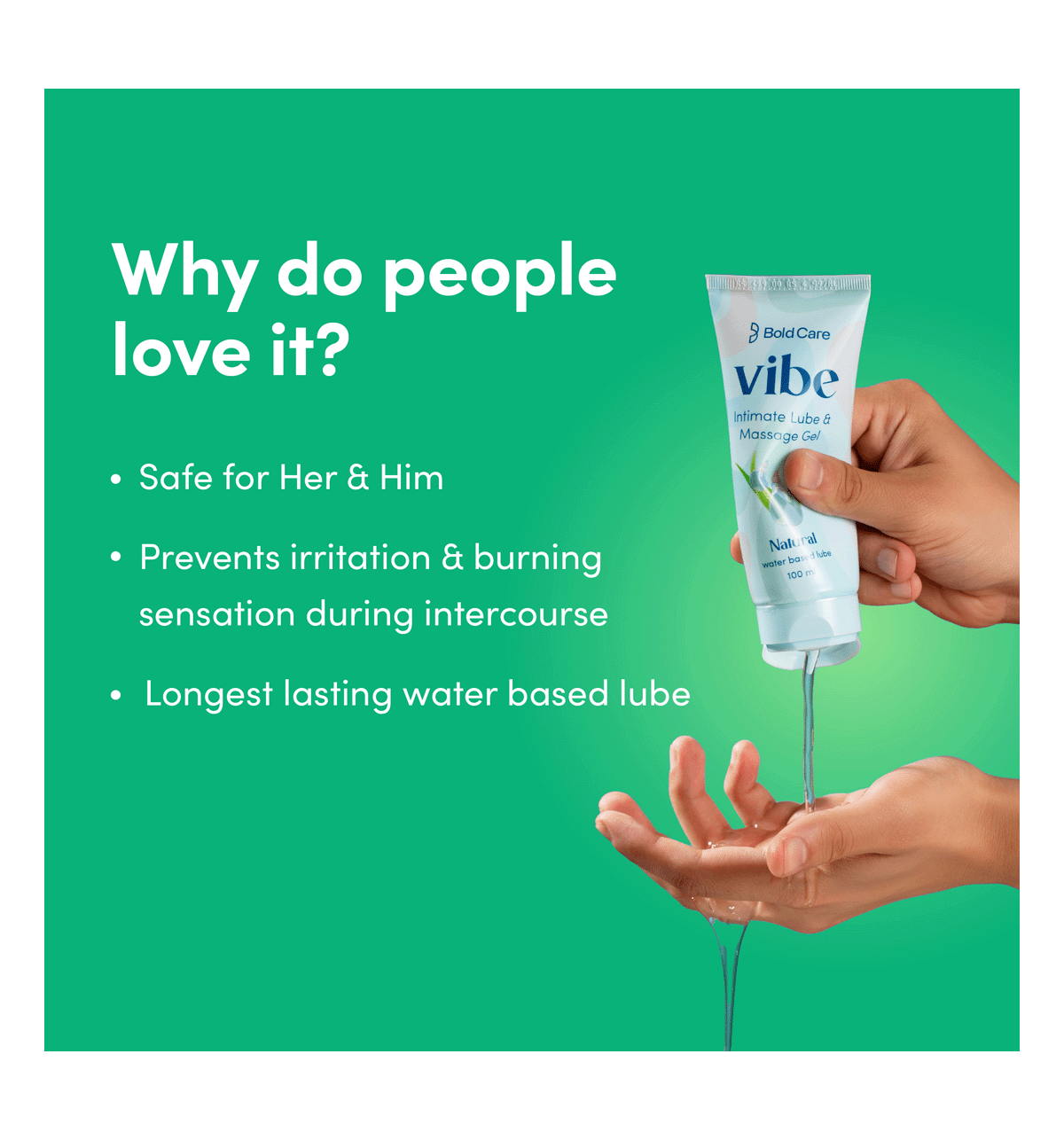 Buy Bold Care Vibe Natural - Unisex Personal Lubricant, Water Based Lube