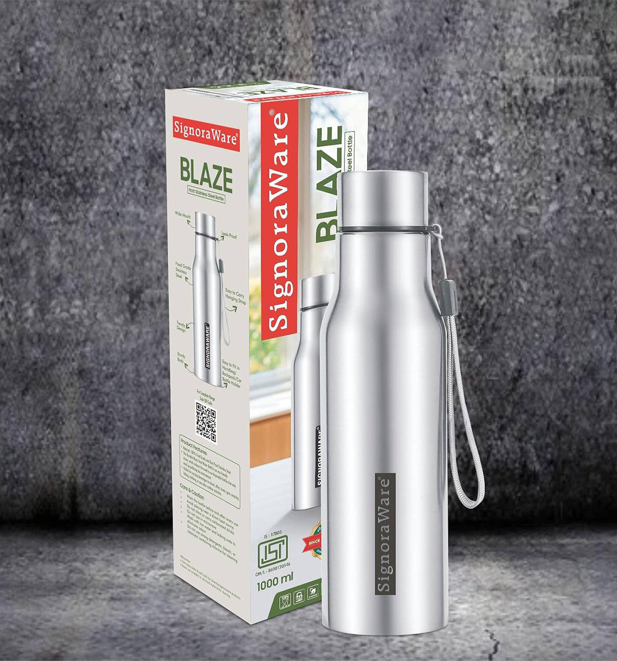 Buy Signoraware Blaze Stainless Steel Water Bottle (1L, Reusable and ...