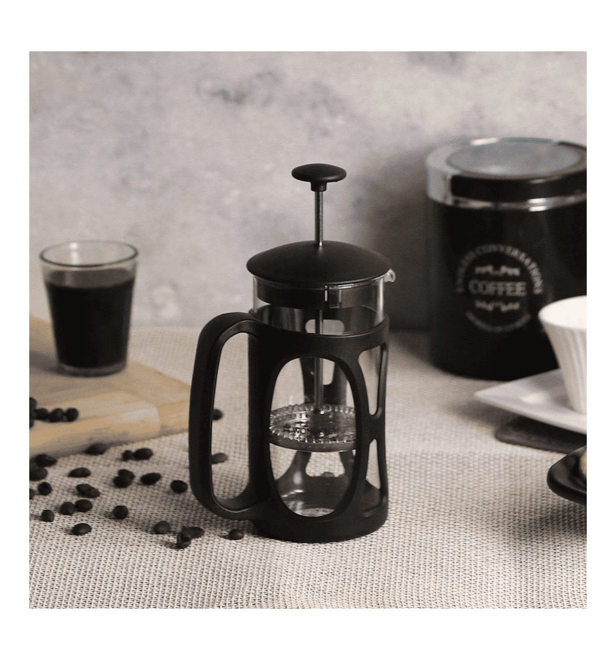 Wonderchef French Press Glass Coffee Tea Maker (350ml, Black, Heat  Resistant)