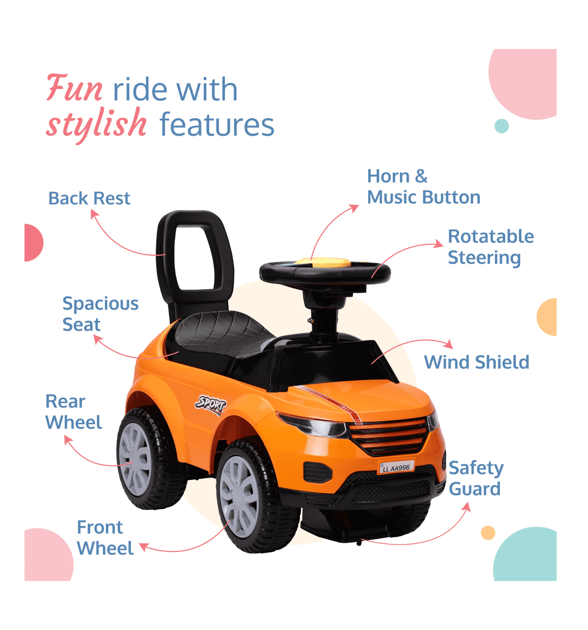Buy Luvlap Starlight Ride On Car For Kids With Music Horn