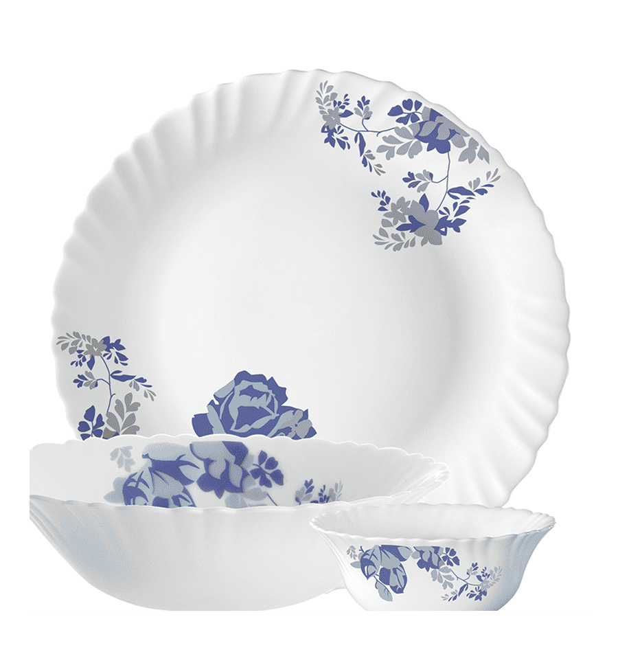 Floral Design Pigeon Dinner Set Larah By Borosil Fluted Cascade