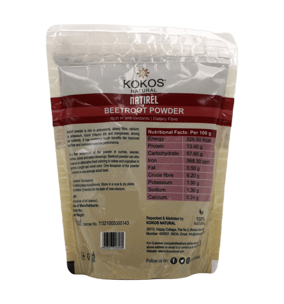 あんこっこ Buy Kokos Natural Beetroot Atta Online () At Best Price