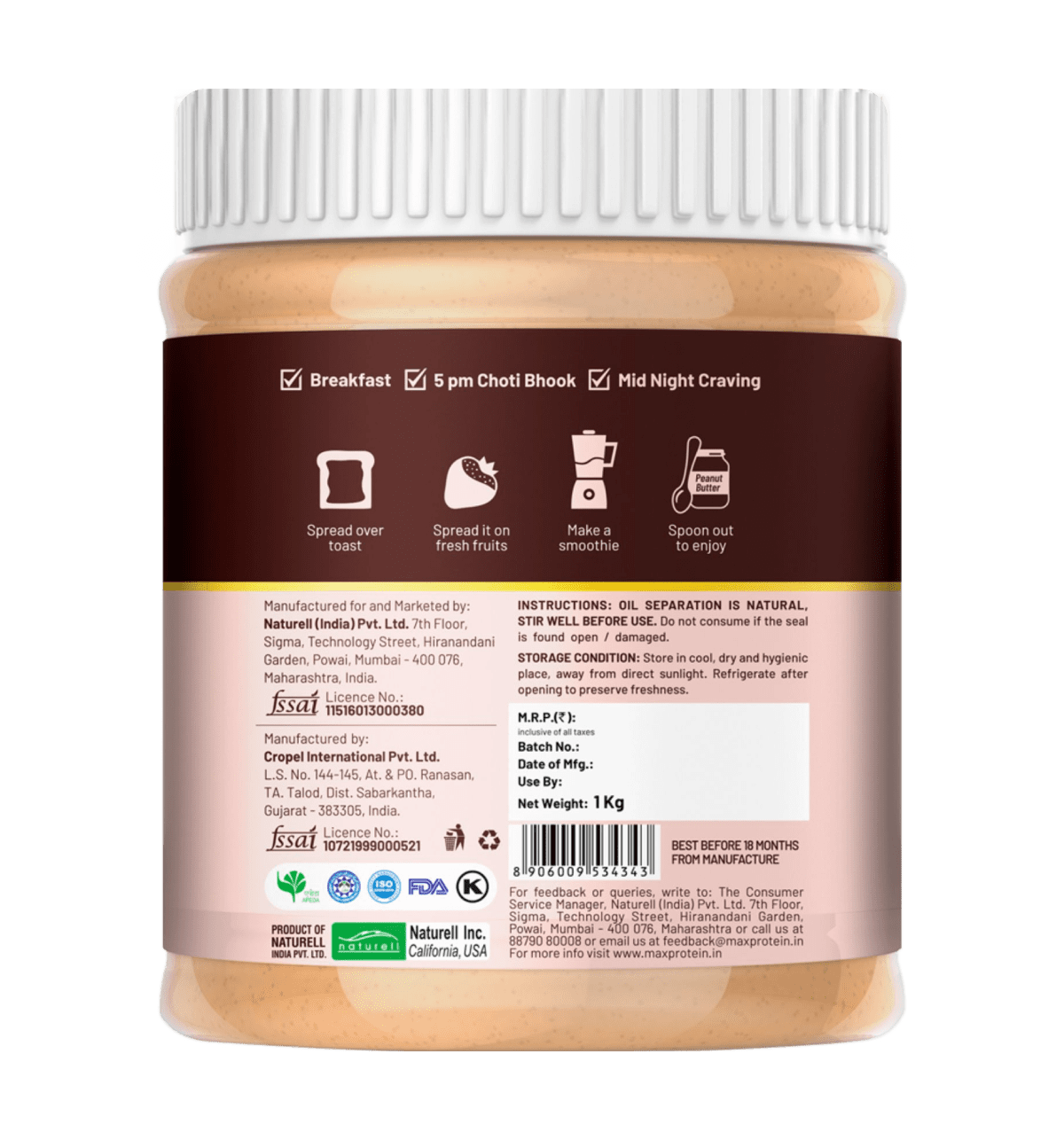 Ritebite Max Protein Peanut Spread - Classic Crunchy - Image 2