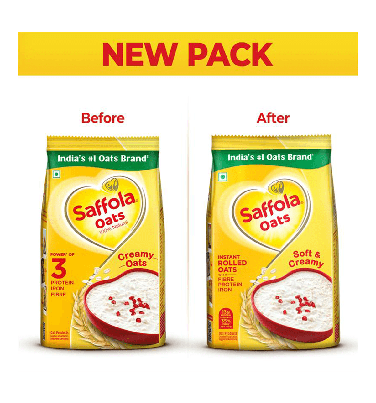 Saffola Oats Instant Rolled, Soft & Creamy, 1kg - Image 3