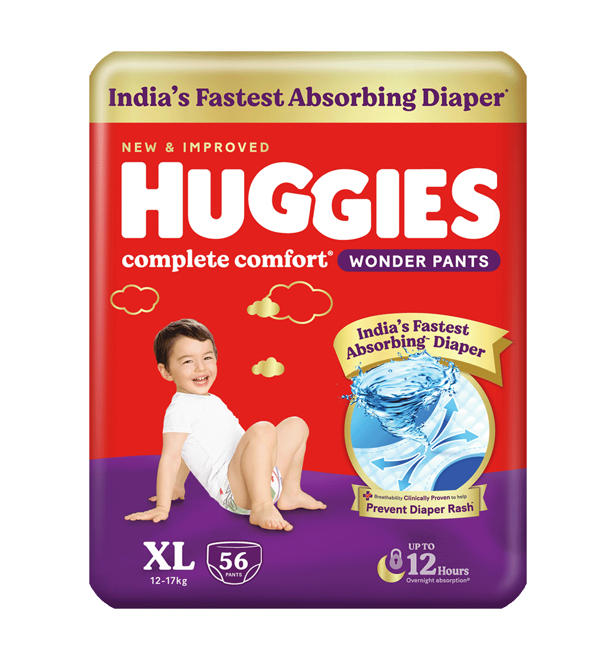 Buy Huggies Wonder Pant Diaper (XL, 12-17 Kg, 56 Pieces, Wonder