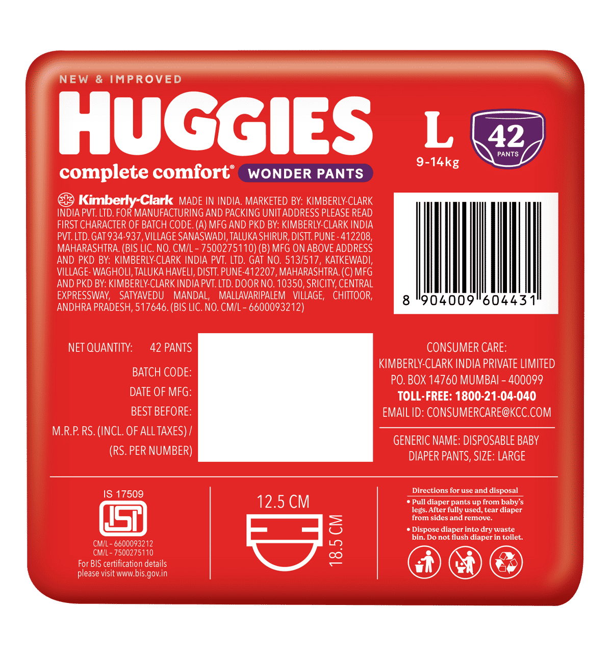 Buy Huggies Wonder Pant Diaper (L, 9-14 Kg, Pack of 2, Fast