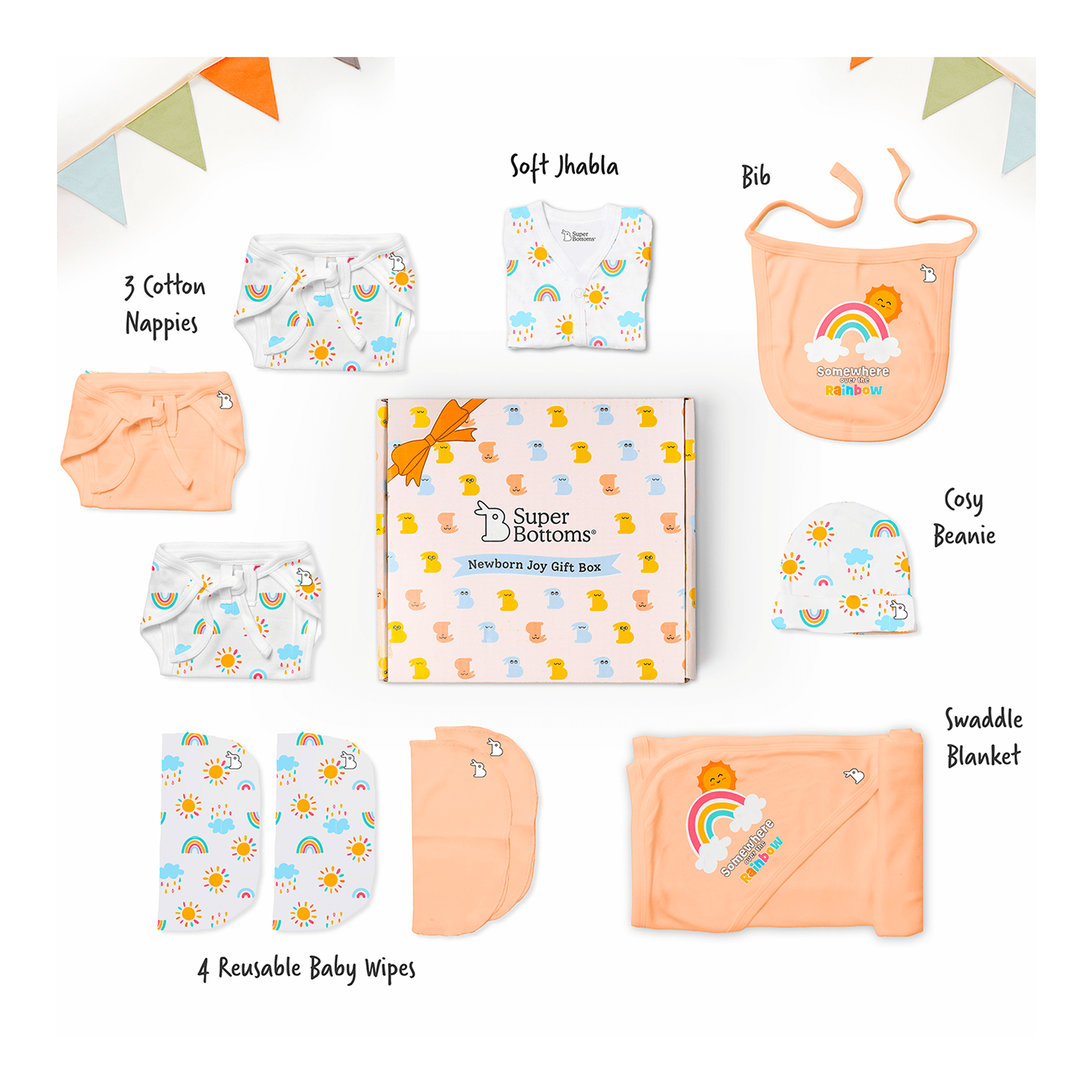 SuperBottoms Newborn Baby Gift Set (0-3Months) Clothing Gift Set 11Pcs  (Peach)