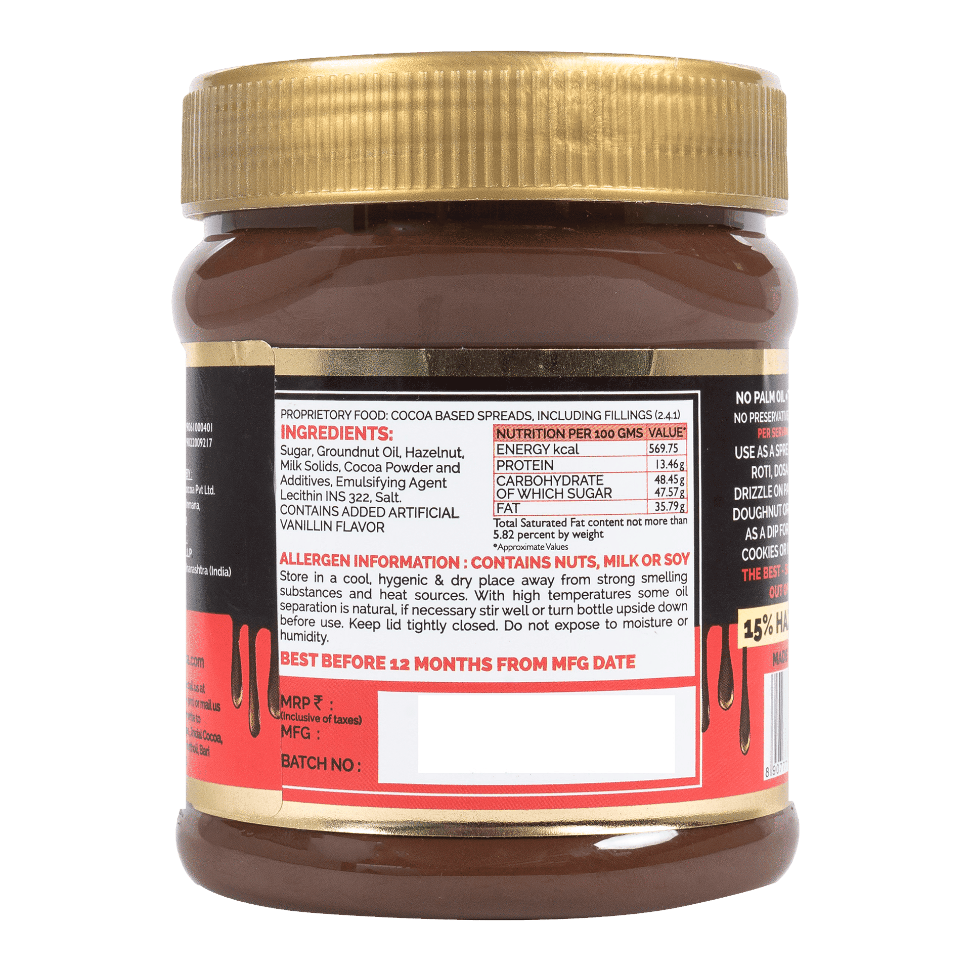 Buy JINDAL COCOA Hazelnut Chocolate Spread Online (160 g) At Best