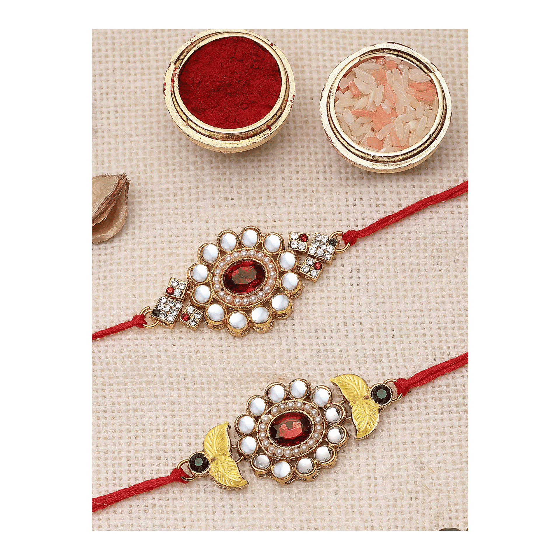 Sukkhi Rakhi Combo Set - Kundan & Gold Plated Rakhi For Brother With Roli, Chawal & Card, Raksha Bandhan Gift - View #11