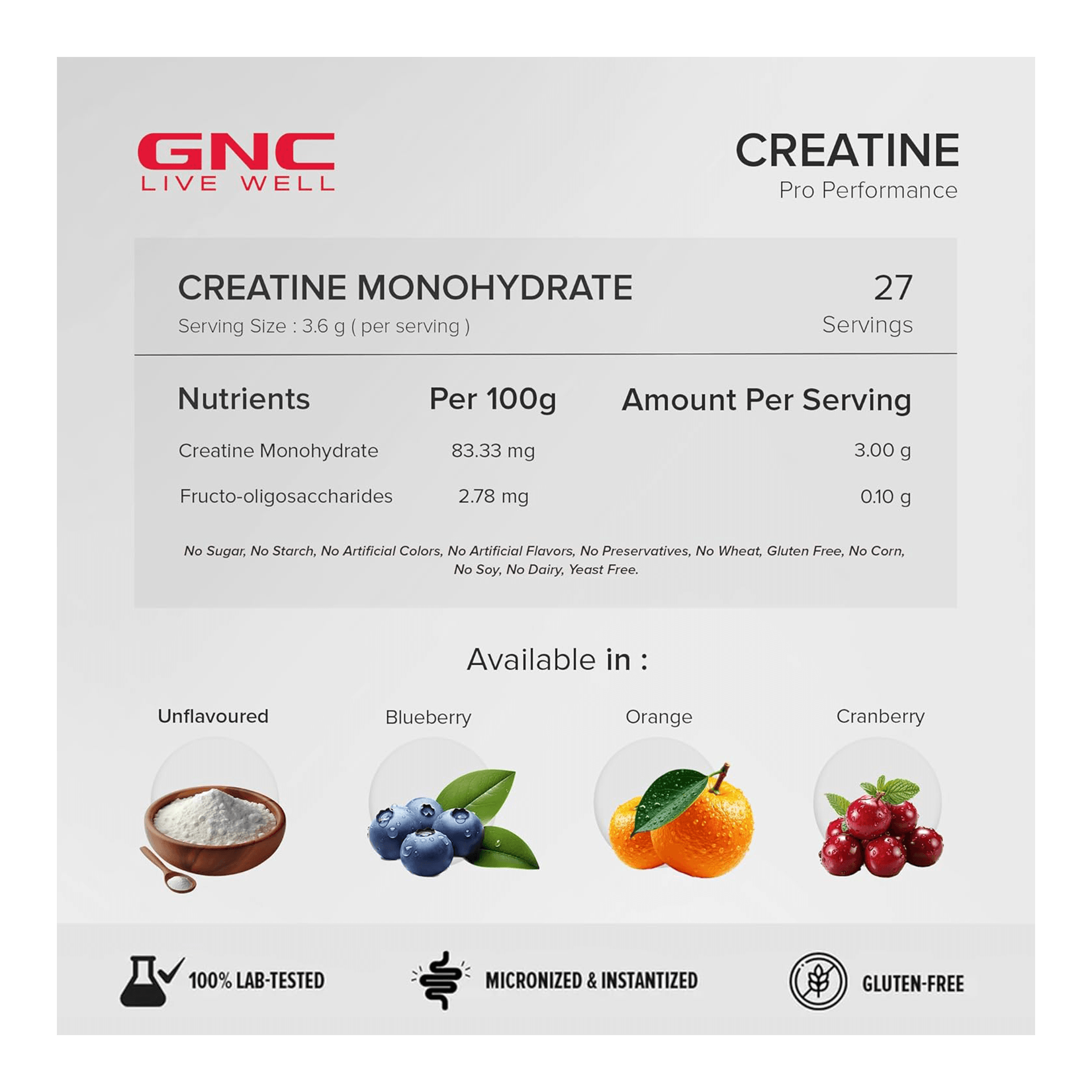GNC Pro Performance Creatine Monohydrate 100g Orange - Image 9