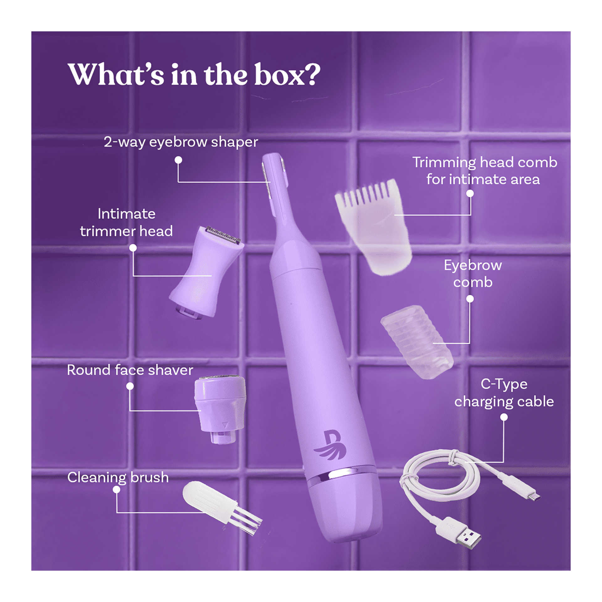 Bombae 6-in-1 Sensitive Bikini Trimmer Fuzzoff (Purple) - Image 11