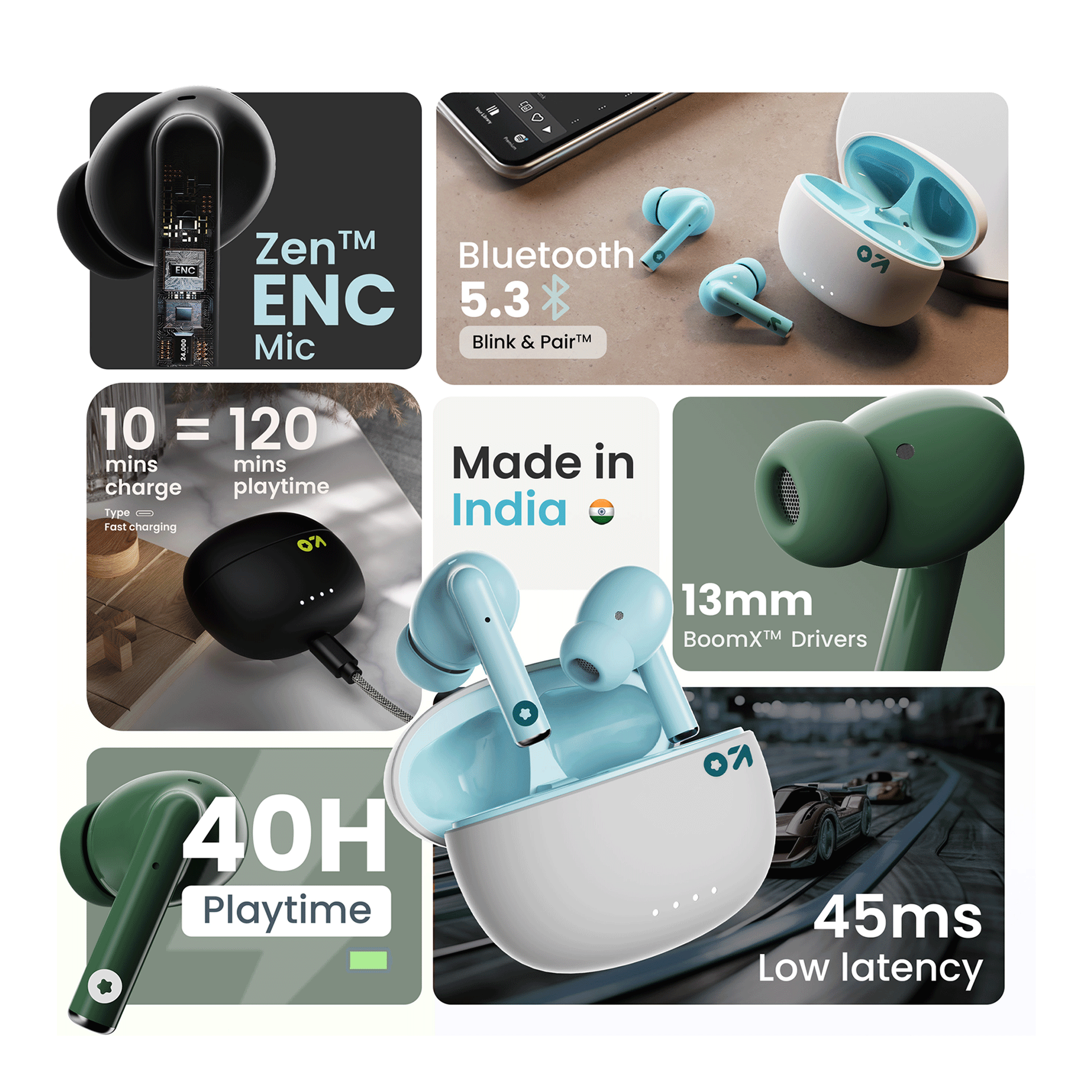 GOBOULT W20 In-Ear TWS Earbuds, 35 Hours Playtime, Black - Image 2