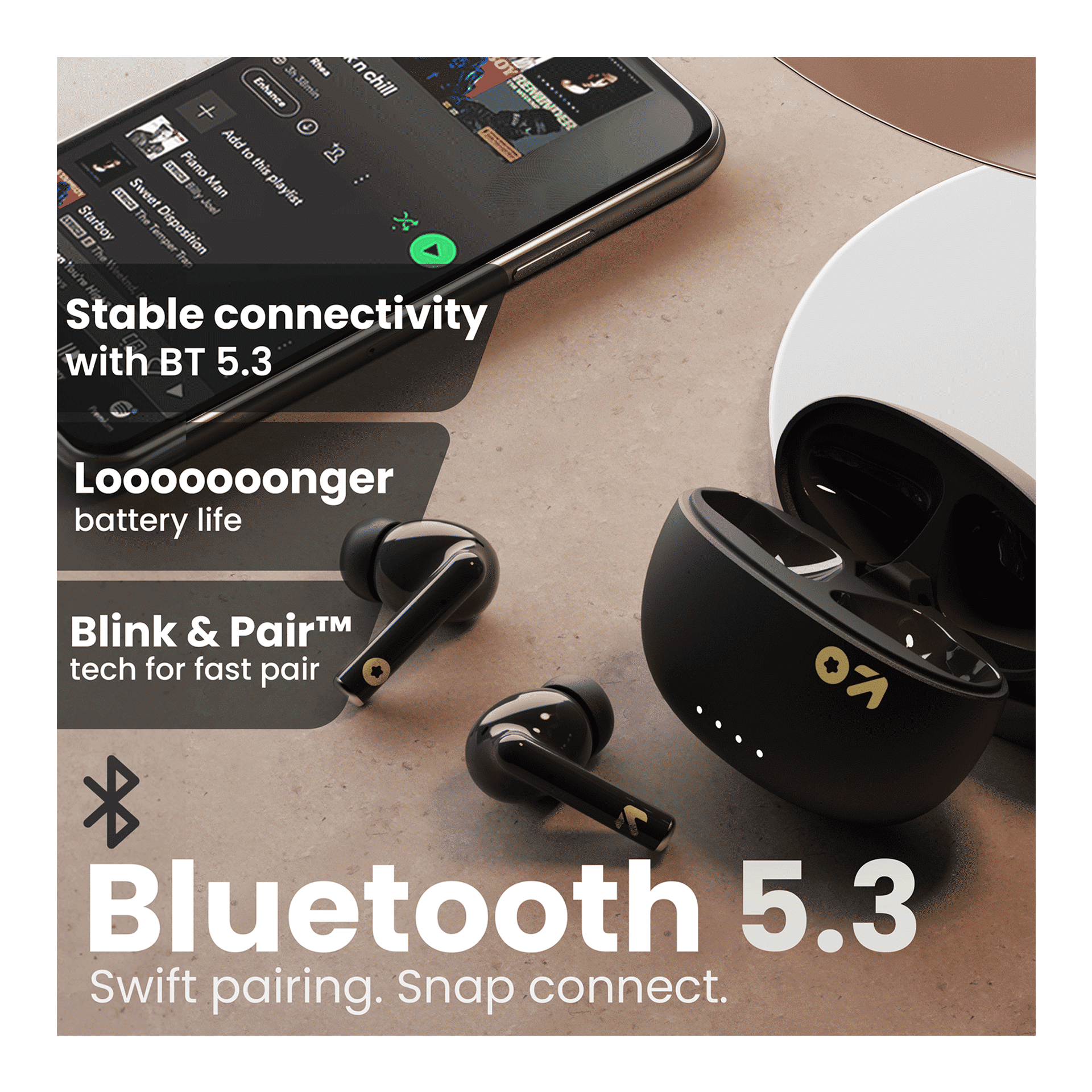 GOBOULT W20 In-Ear TWS Earbuds, 35 Hours Playtime, Black - Image 8