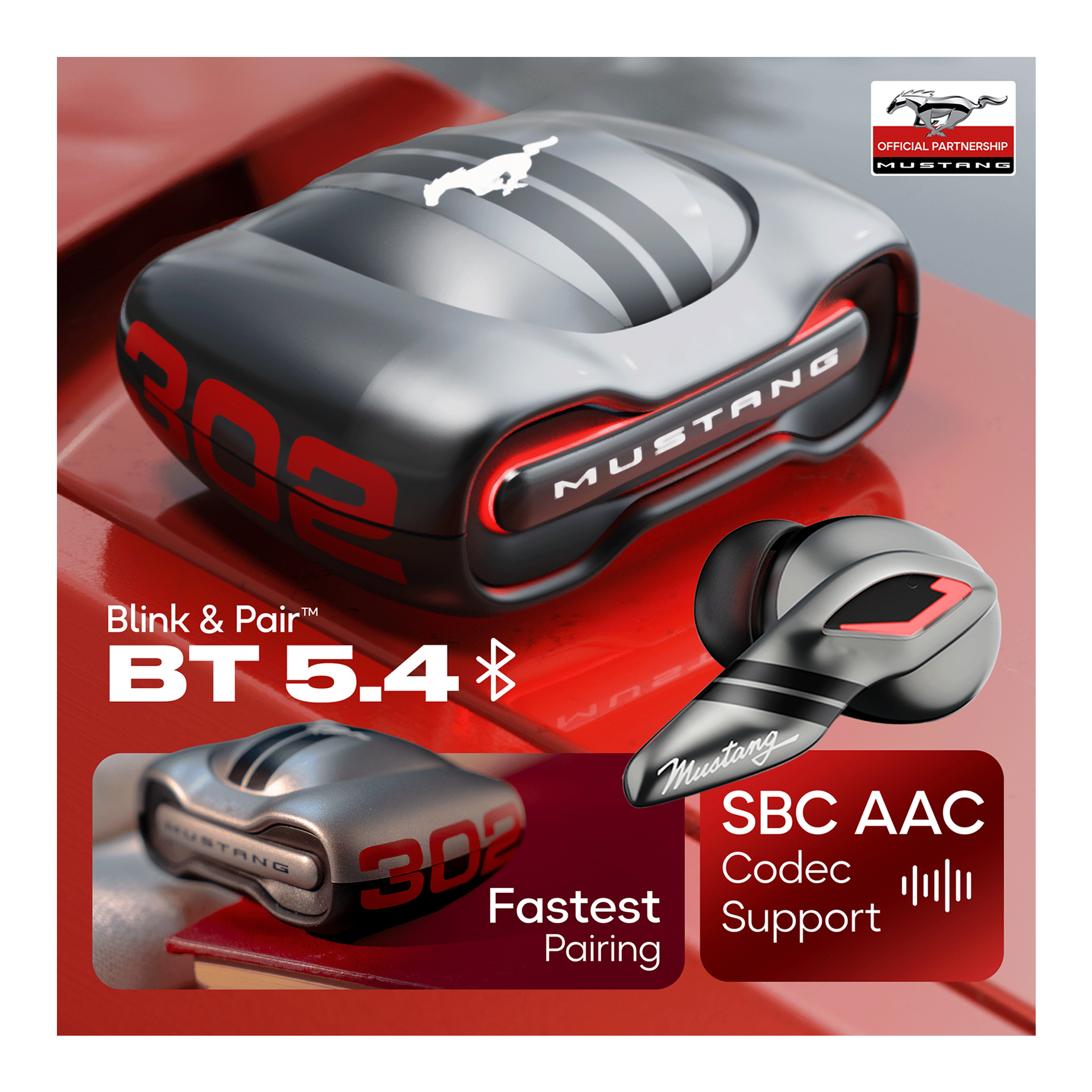 GOBOULT Mustang Torq Tws Earbuds 60H Playtime, IPX5, Silver - Image 4