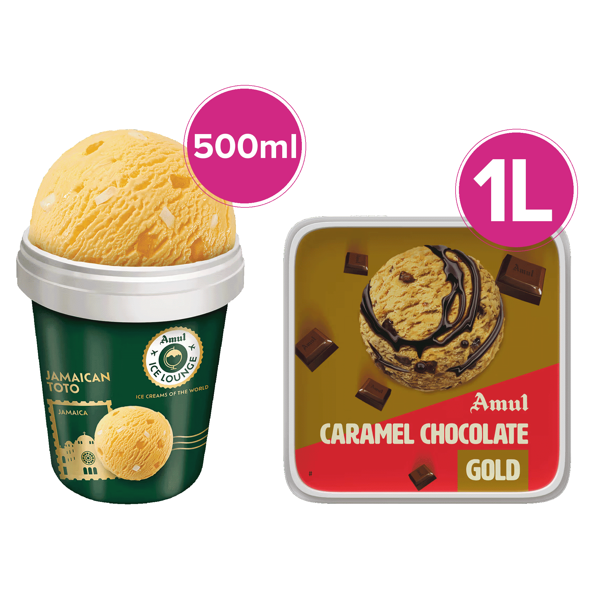 Buy Amul Ice Lounge Jamaican Toto Ice Cream Tub & Amul Caramel ...