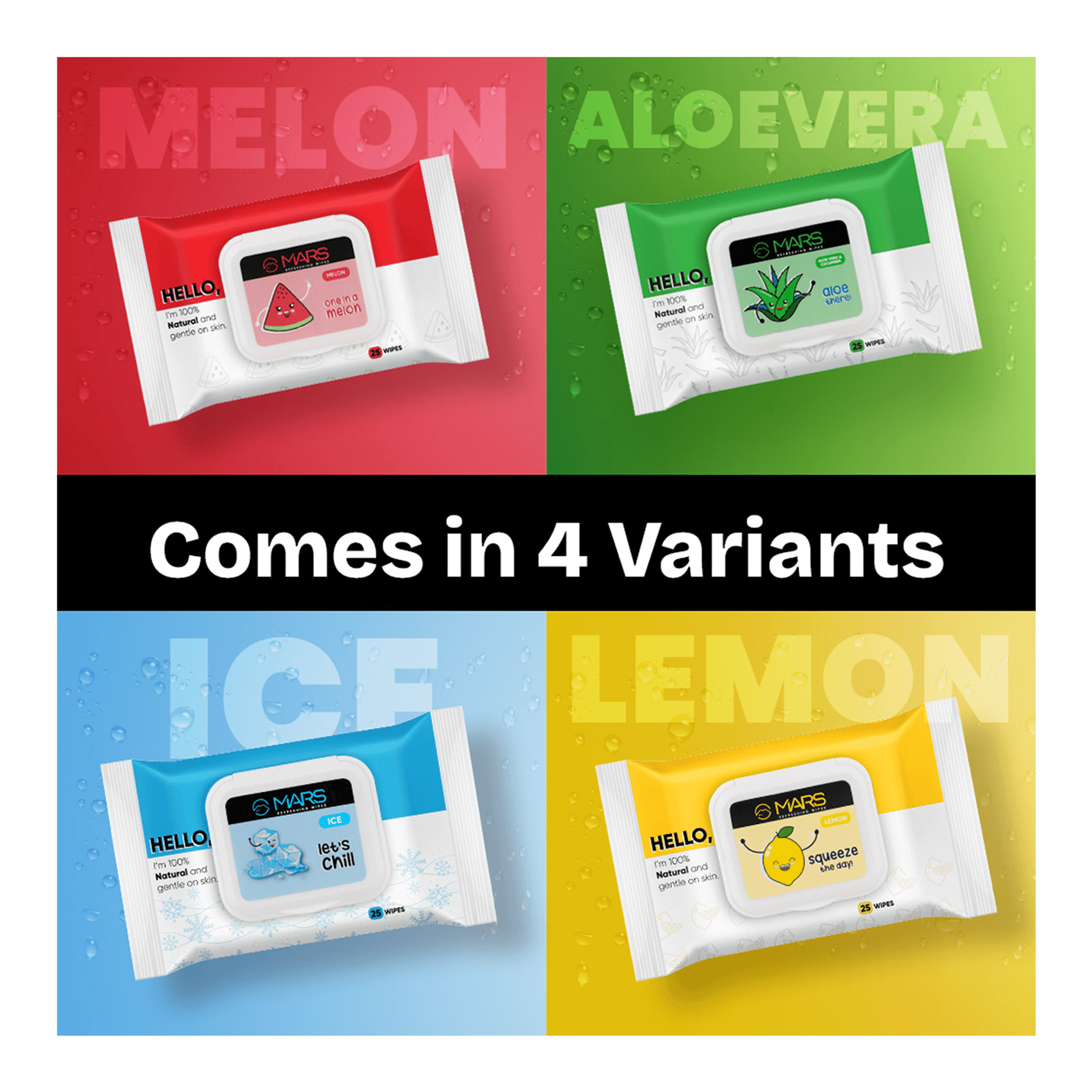 Buy MARS Refreshing Wet Wipes 25 Wipes (Lemon) Online (25 pieces - Main Image