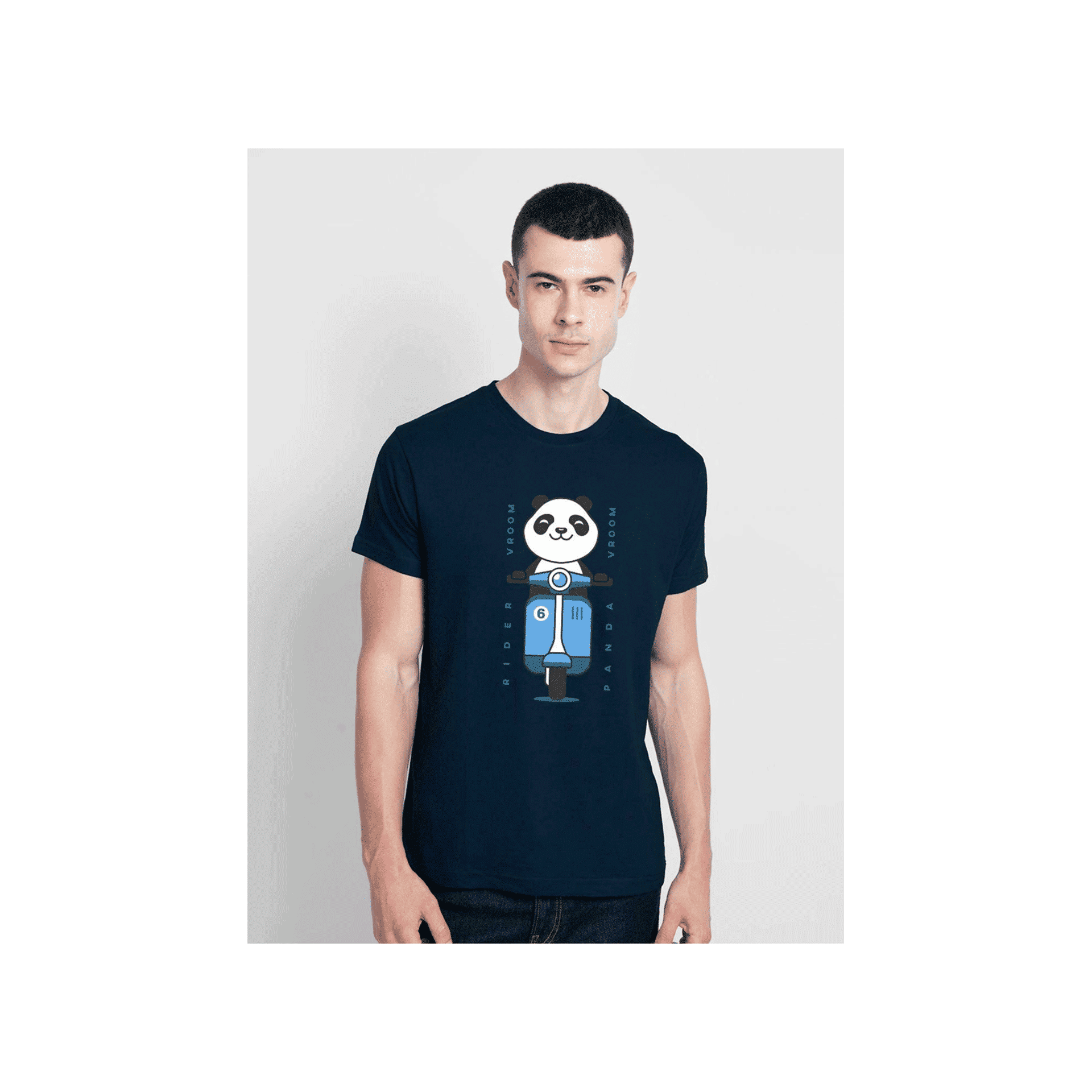 Buy Bewakoof 100% Cotton Men's Rider Vroom Panda Graphic Printed T