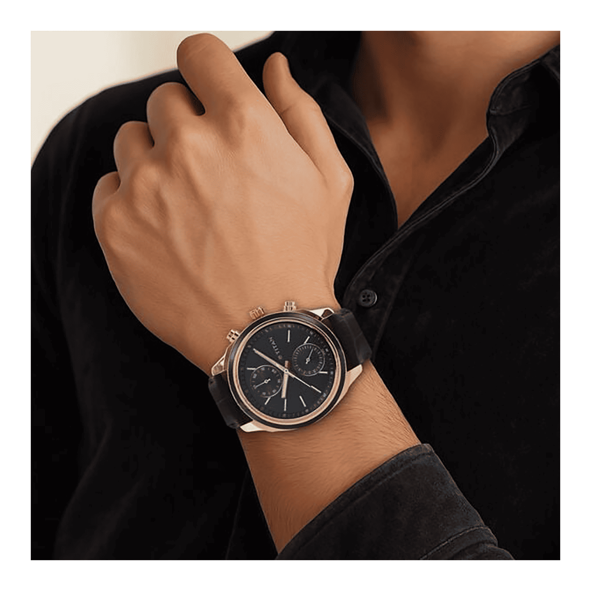 Buy Titan Quartz Men's Multifunction Blue Dial Leather Strap Watch