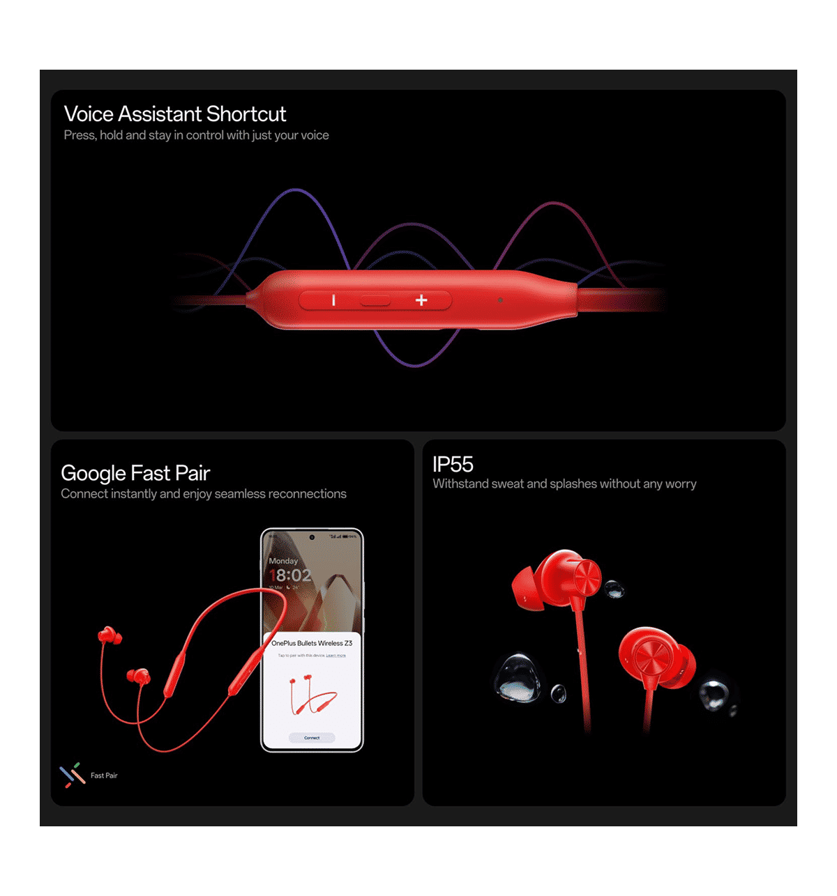 OnePlus Bullets Wireless Z3 Neckband, Blue - Image 3