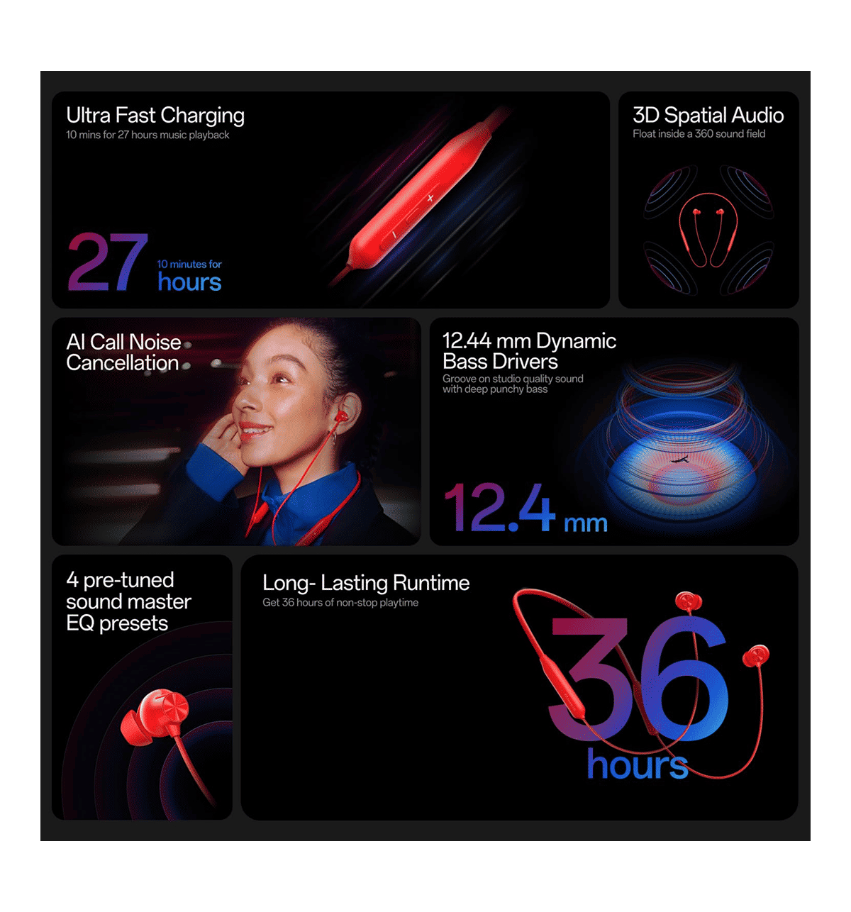 OnePlus Bullets Wireless Z3 Neckband, Blue - Image 2