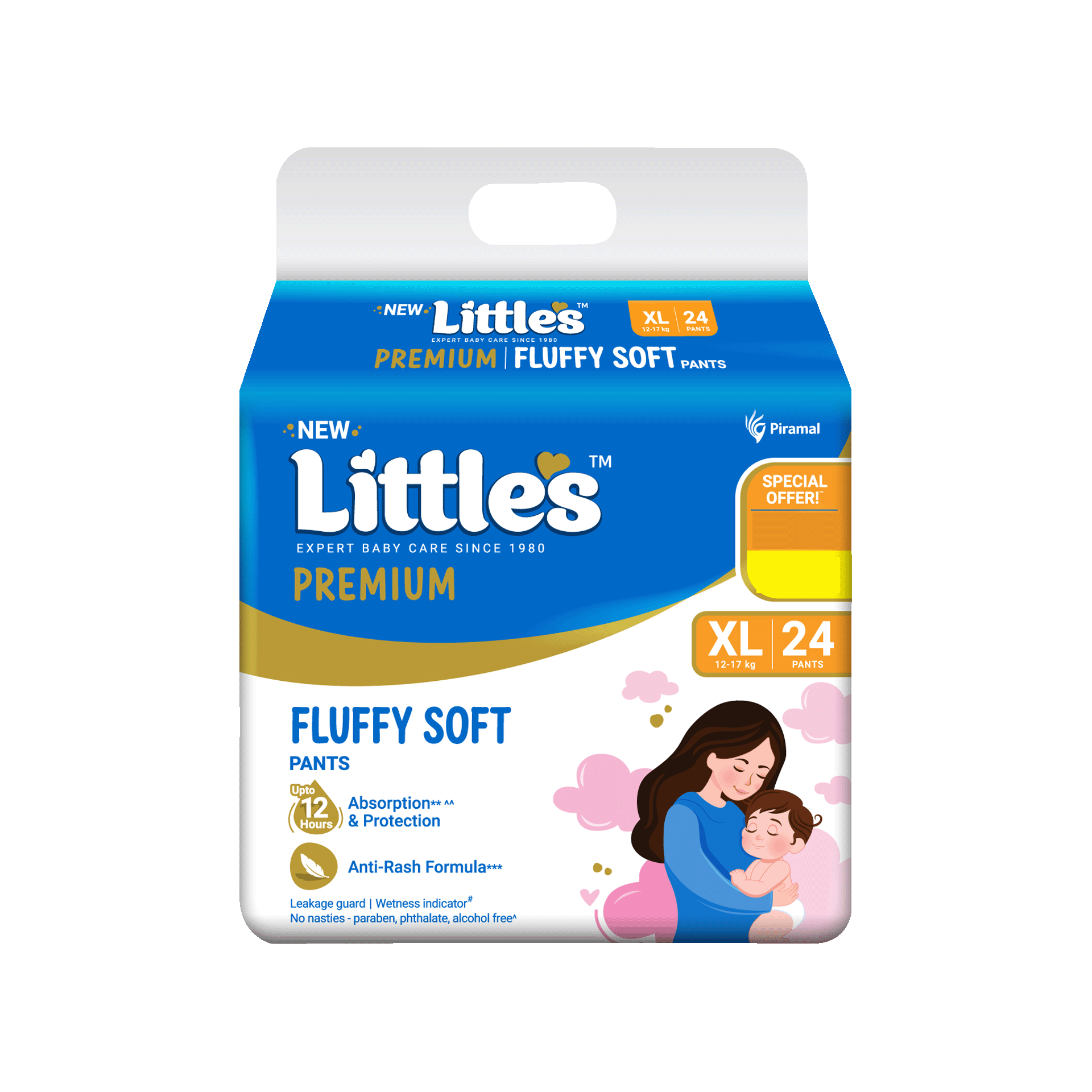 Little's Pant Diaper (XL, 12-17 Kg, 24 Pieces, Soft Care, Wetness Indicator)