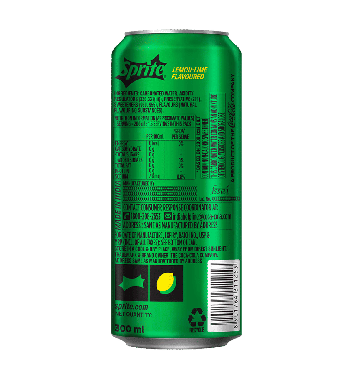 Buy Sprite Zero Can Online (300 ml x 4) At Best Price