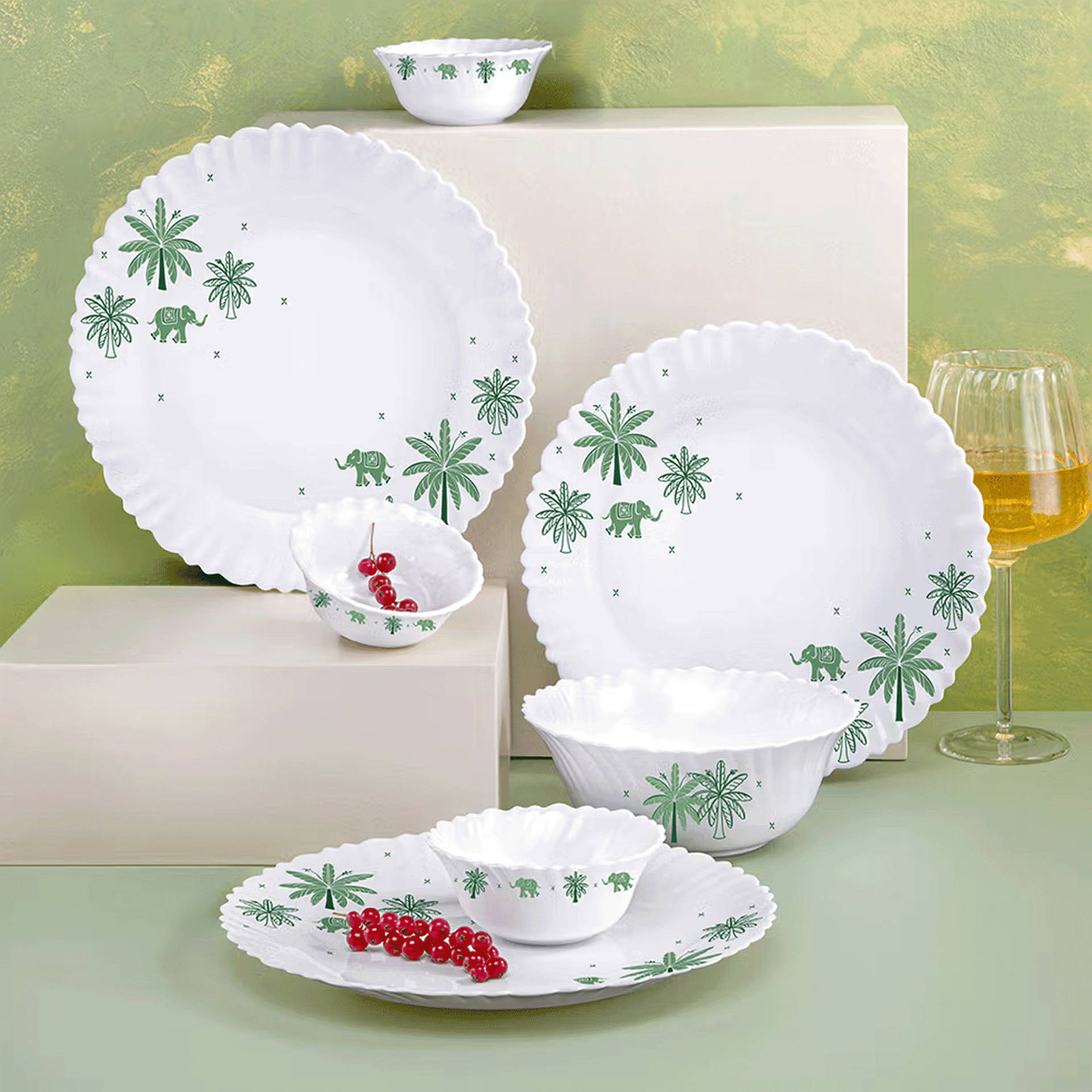 Buy Larah by Borosil Vanam Opalware Dinner Set (10 Pieces