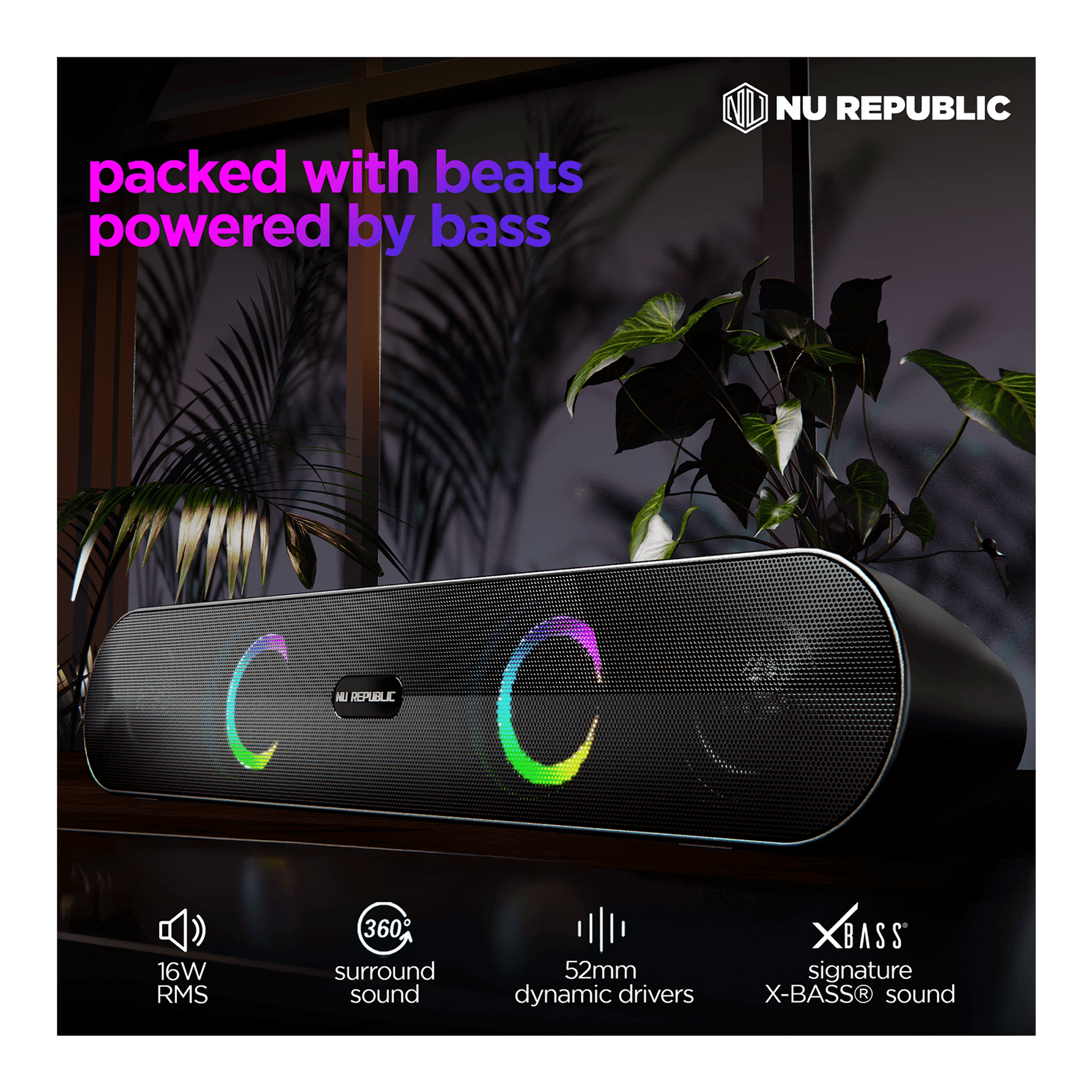 Nu Republic Party Box 165 Party Speaker (16W, 10H Playtime, Bluetooth 5.3, Black) - Image 9